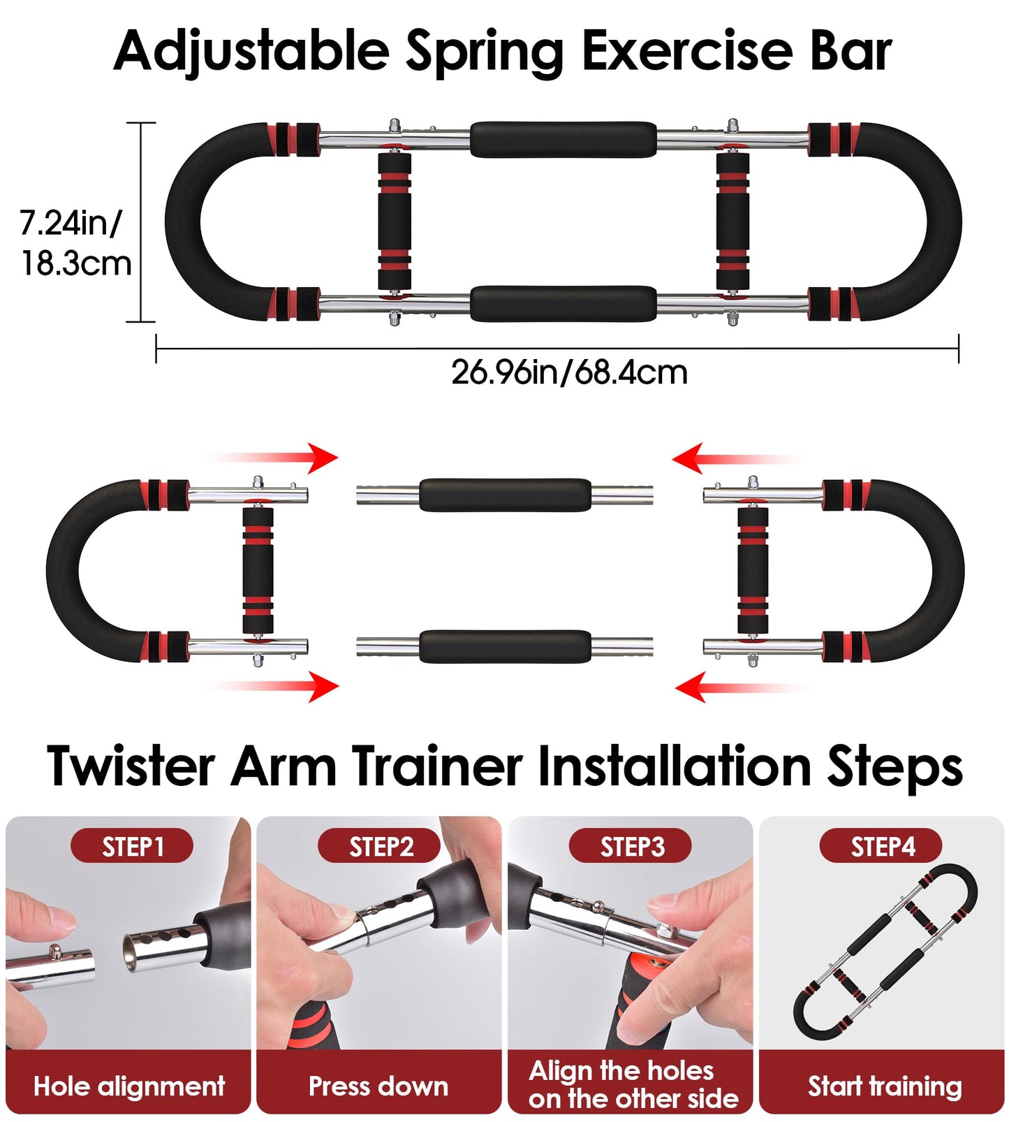 CIRQUISTA Twister Arm Trainer for Men, Adjustable 50-130Lbs Chest Workout Equipment, Arm Trainer, Twister Arm Trainer Portable Shoulder Strength Exerciser Machine for Fitness People
