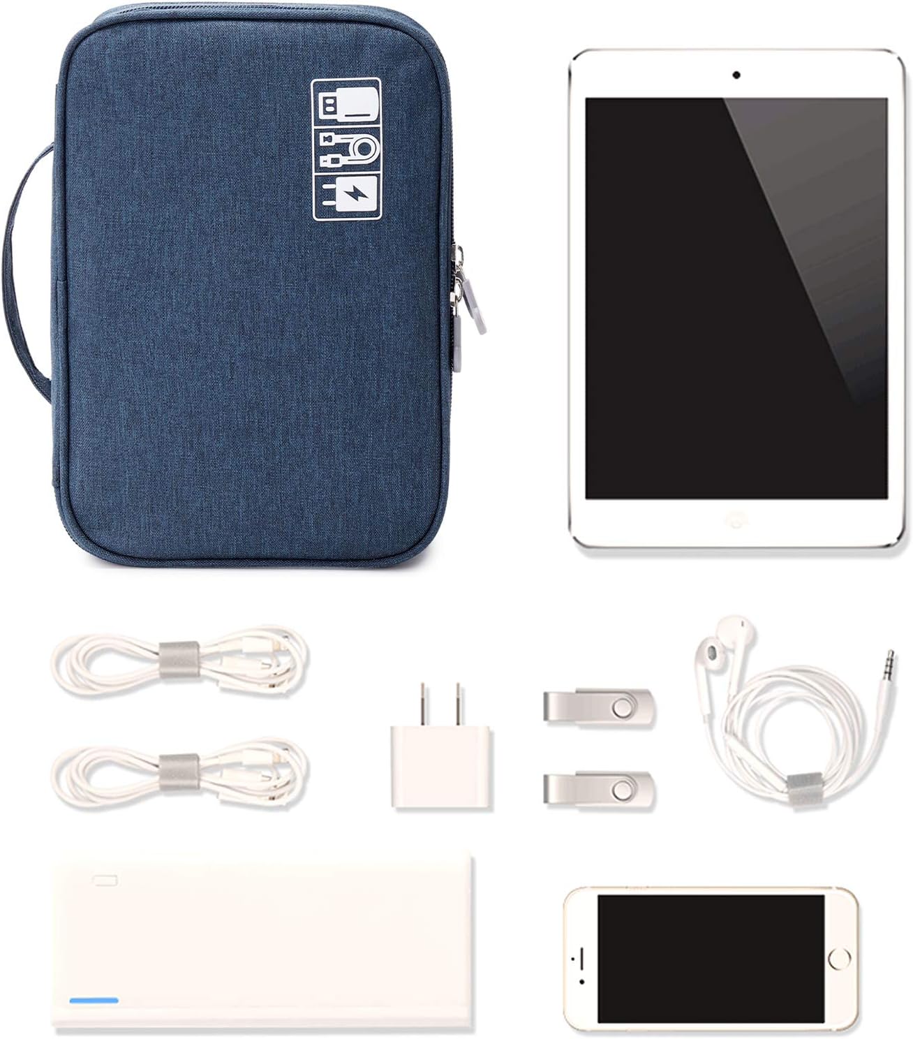 Lanola Travel Cable Organizer Bag, Electronic Accessories Case Portable Double Layer Cable Storage Bag