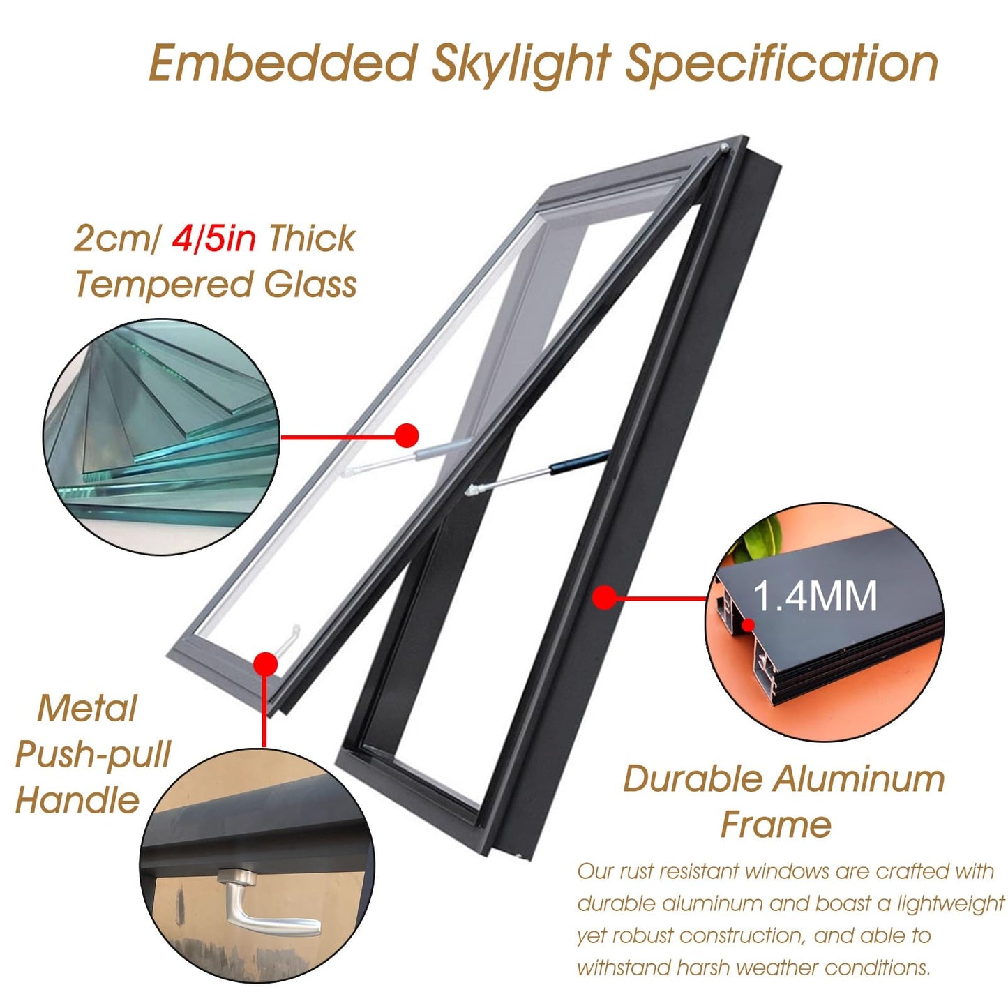 Skylight Roof Window - Clear Shed, Garage, Basement & Attic Light, Custom Size 22x16in (55x40cm) for Sunroom & Outdoor Well Lighting - Durable & Stylish Design