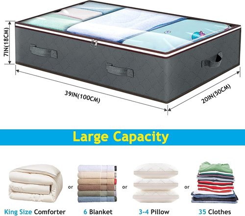 90L Under Bed Storage Containers by [Brand Name] - Clear Lid Organizers for Toys & Clothing | 2 Pack