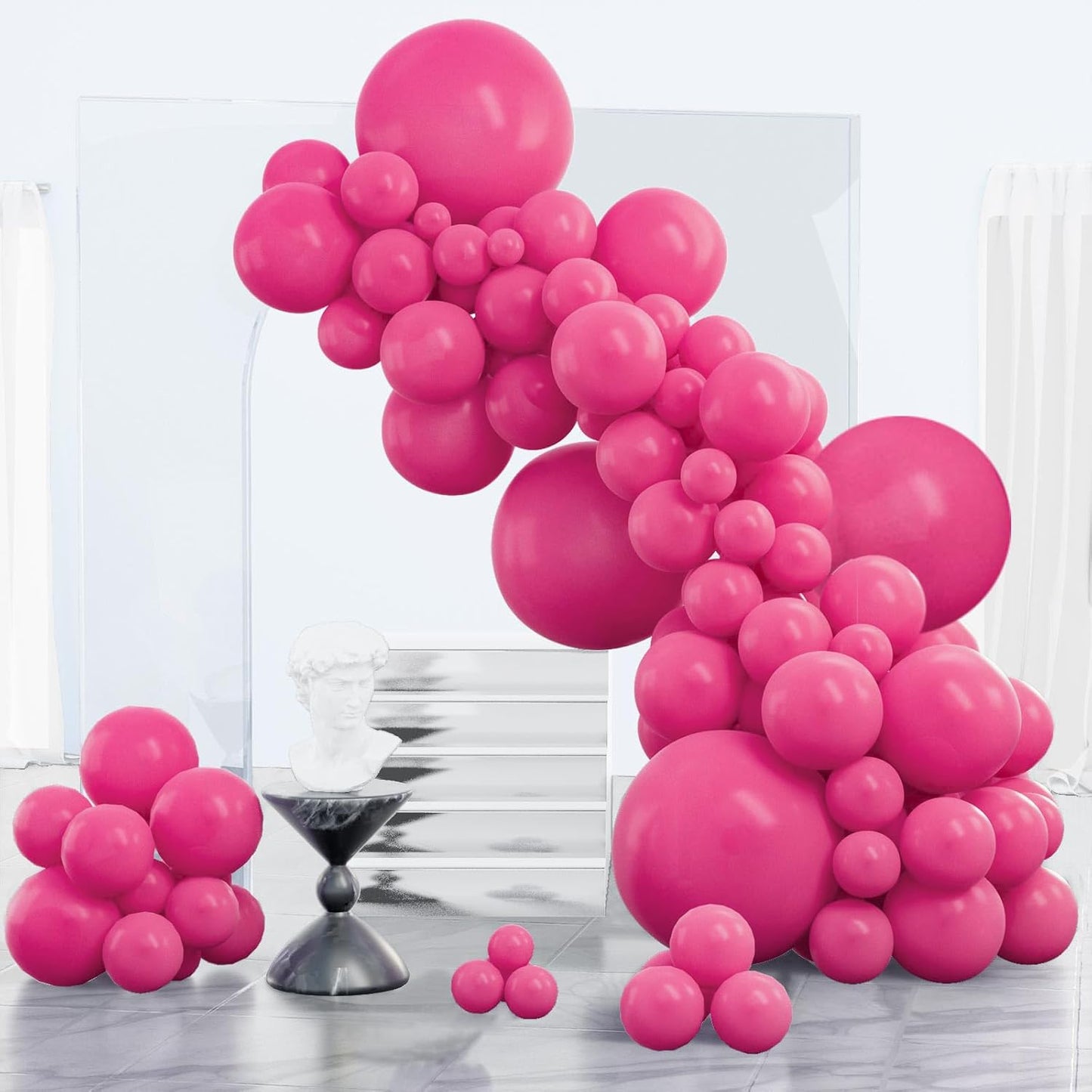 PartyWoo Hot Pink Balloon Arch Kit - 152 Pcs in Various Sizes for Baby Showers & Birthdays | Magenta Fuchsia