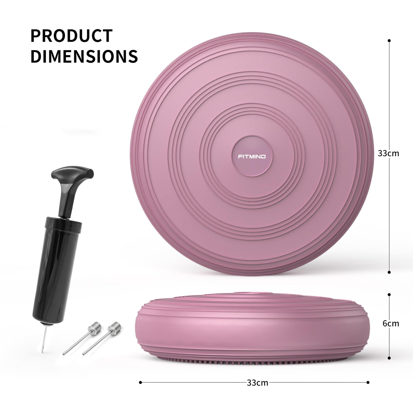 FITMIND Inflated Wobble Cushion,Dyna Disc,Circular Non-slip Texture for Comfortable Sitting,Wiggle Seat to Improve Posture, Fitness, Stability for Sensory Kids Adults,Balance Seat with Pump for Core Strength