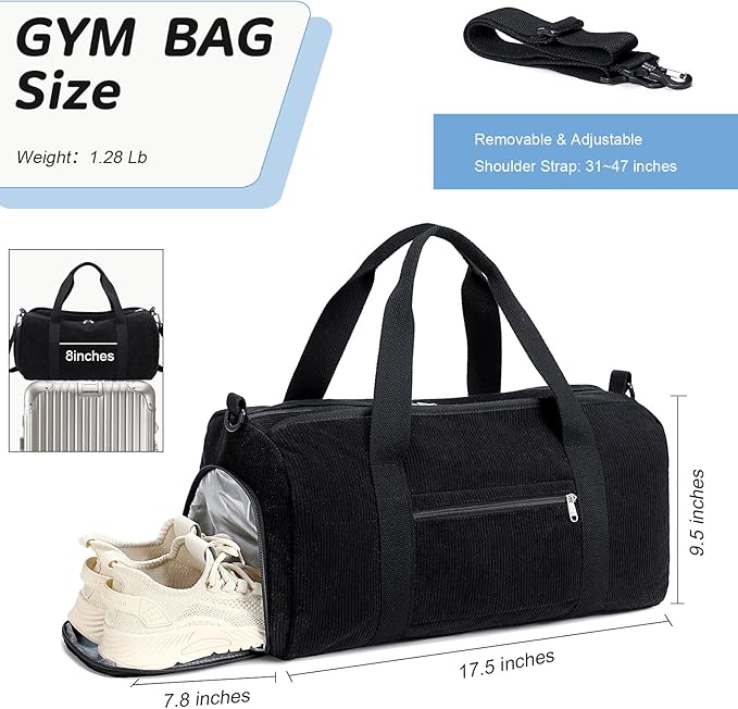 Duffle Bag for Gym Sports Women Girls Workout Travel Bag Weekender with Shoe Compartment and Wet Pocket