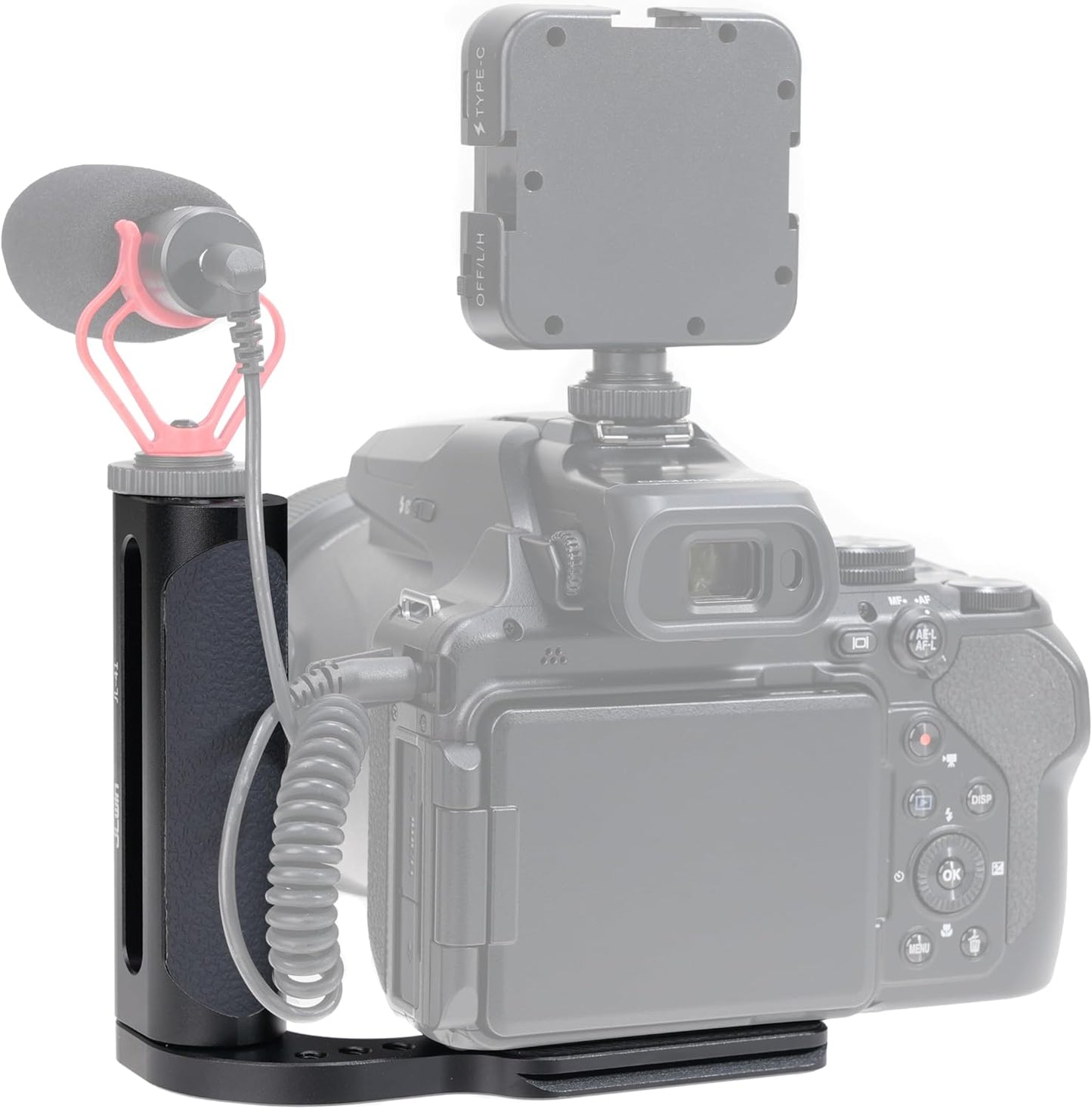 FocusFoto 2nd 1/4" Gen L-Shaped Bracket Holder Stabilizer with Side Handle Grip Universal for DSLR Mirrorless Camera