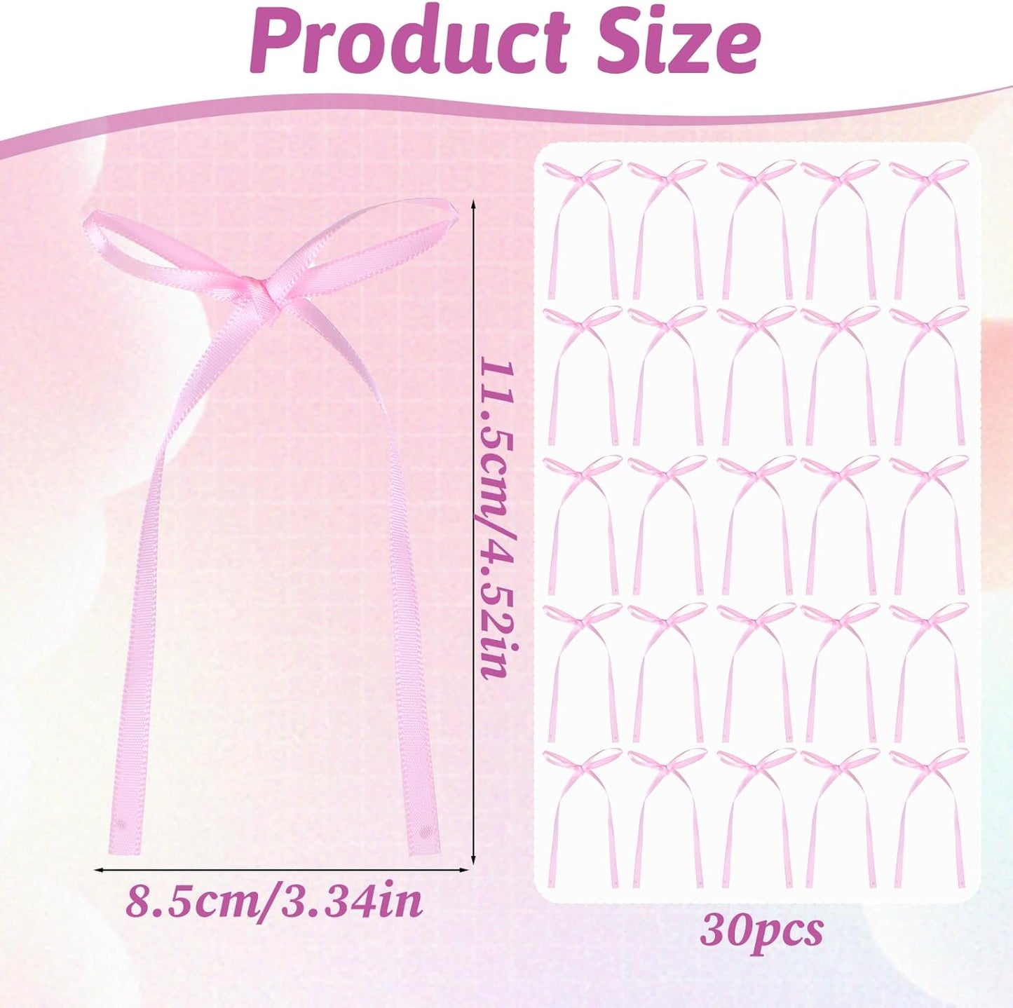 Skiennix 30Pcs Bow Cake Toppers - Coquette Themed Pink Bow Cupcake Decorations for Birthdays & Weddings
