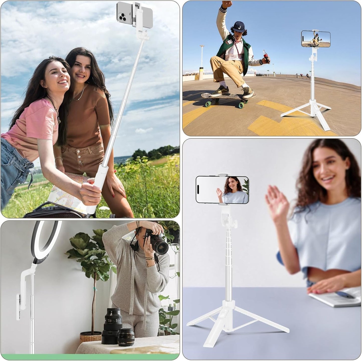 Liphisy 63 Inch, Selfie Stick Travel Tripod for Cell Phone with Remote Control and Phone Holder, Extendable Selfie