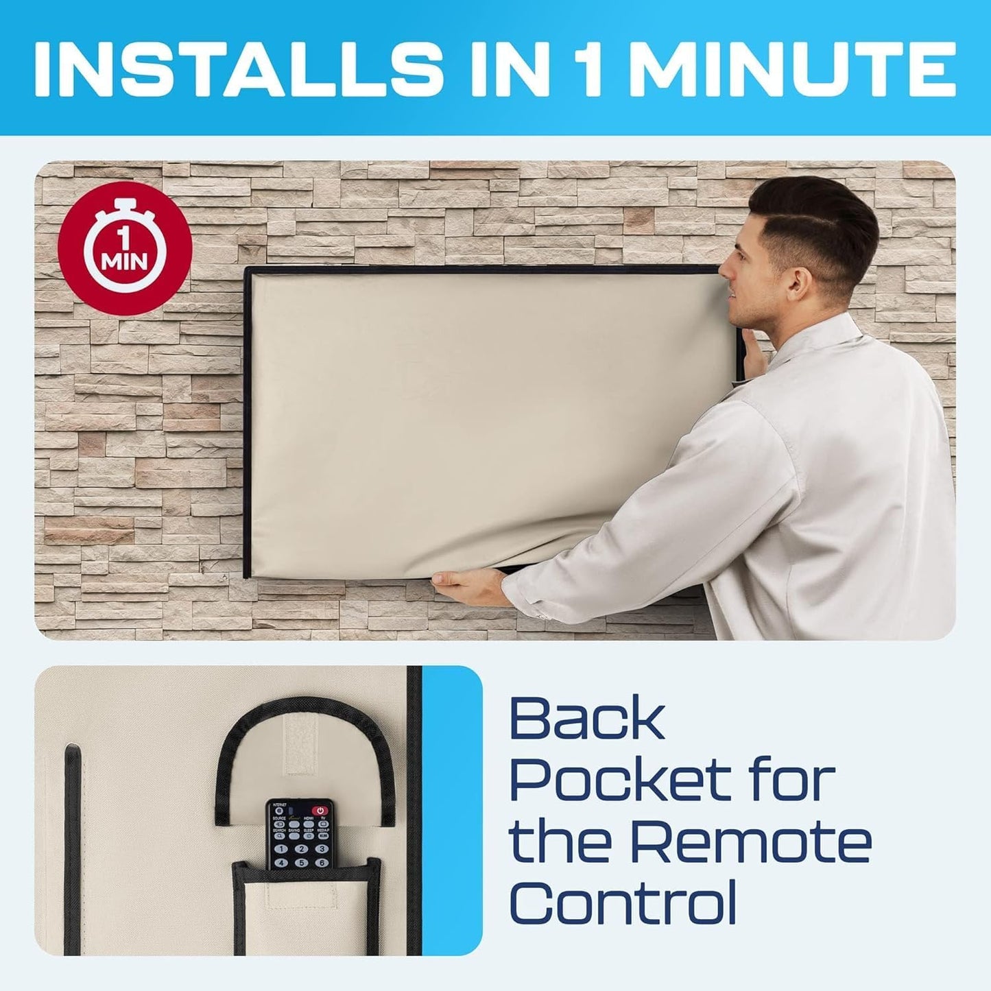 39 Inch Garnetics Outdoor TV Cover Waterproof, Weatherproof TV Enclosures with Smart Shield Screen Protectors, Ideal
