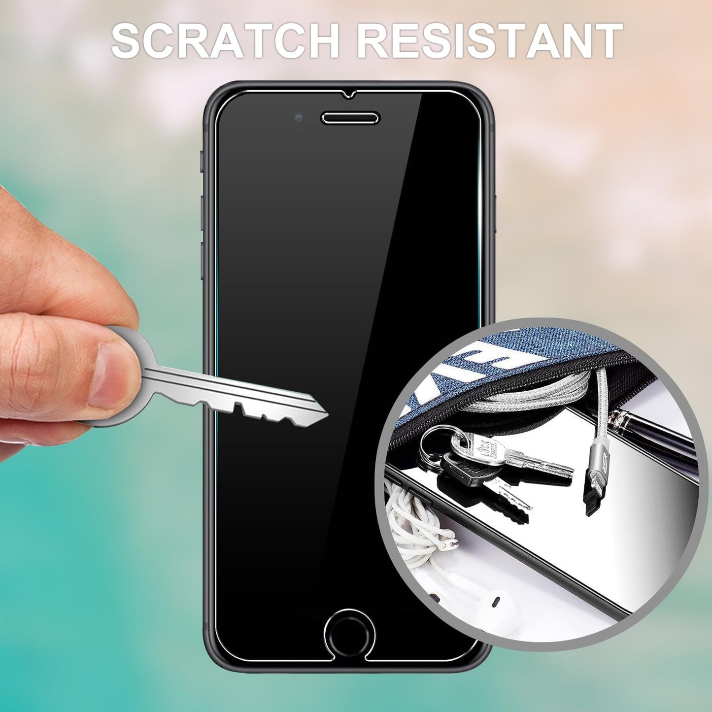 2nd 2020 3rd 2022 2-Pack 9H 4.7 inch TENOC Screen Protector for iPhone SE & iPhone SE Generation, Clear Tempered Glass