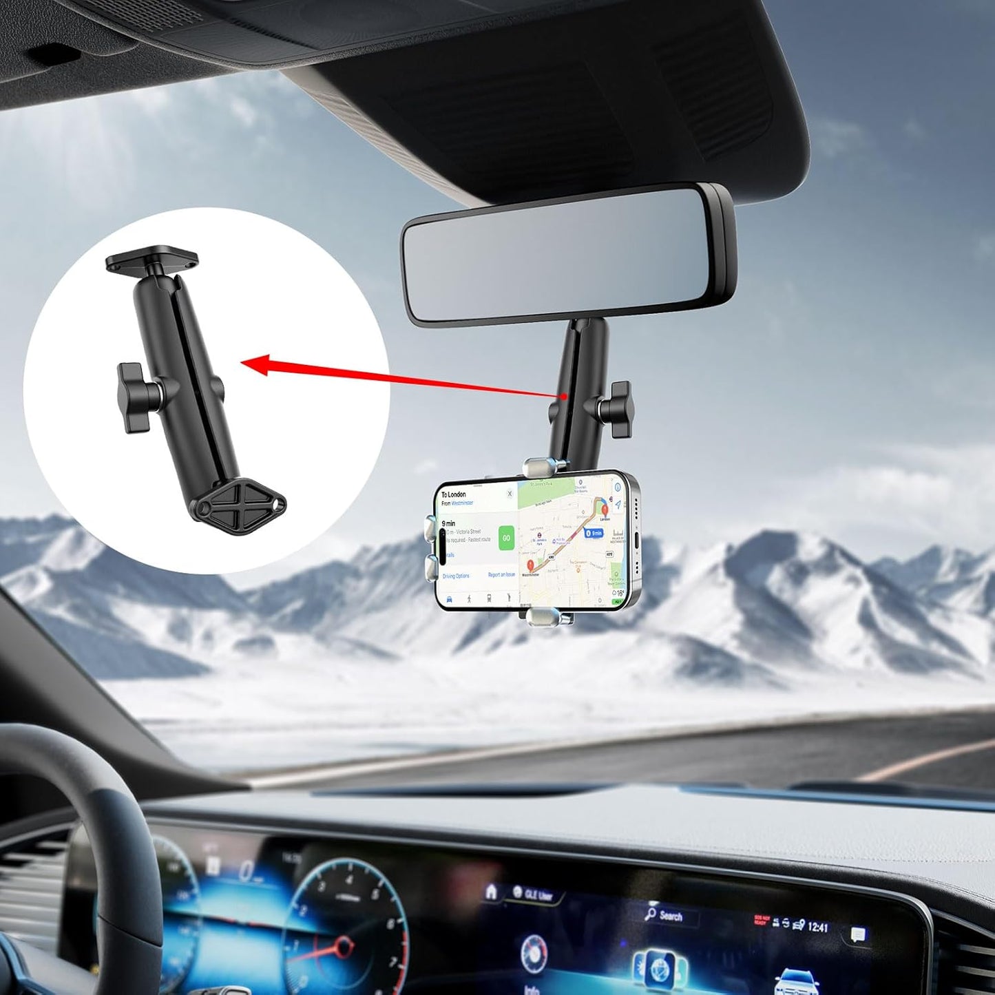 fccairms 1" 360 Metal Double Socket Arm Compatible RAM Mount Arm, Double Ball Adapter, Rotation, Extension Rod