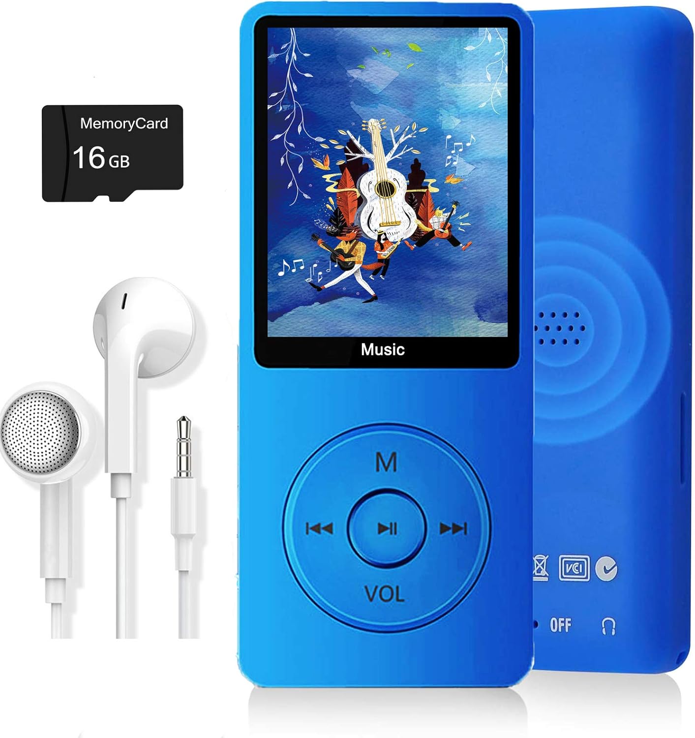 Dyzeryk MP3 16GB 128GB Player, Music Player with Micro SD Card, Build-in Speaker/Photo/Video Play/FM Radio/Voice