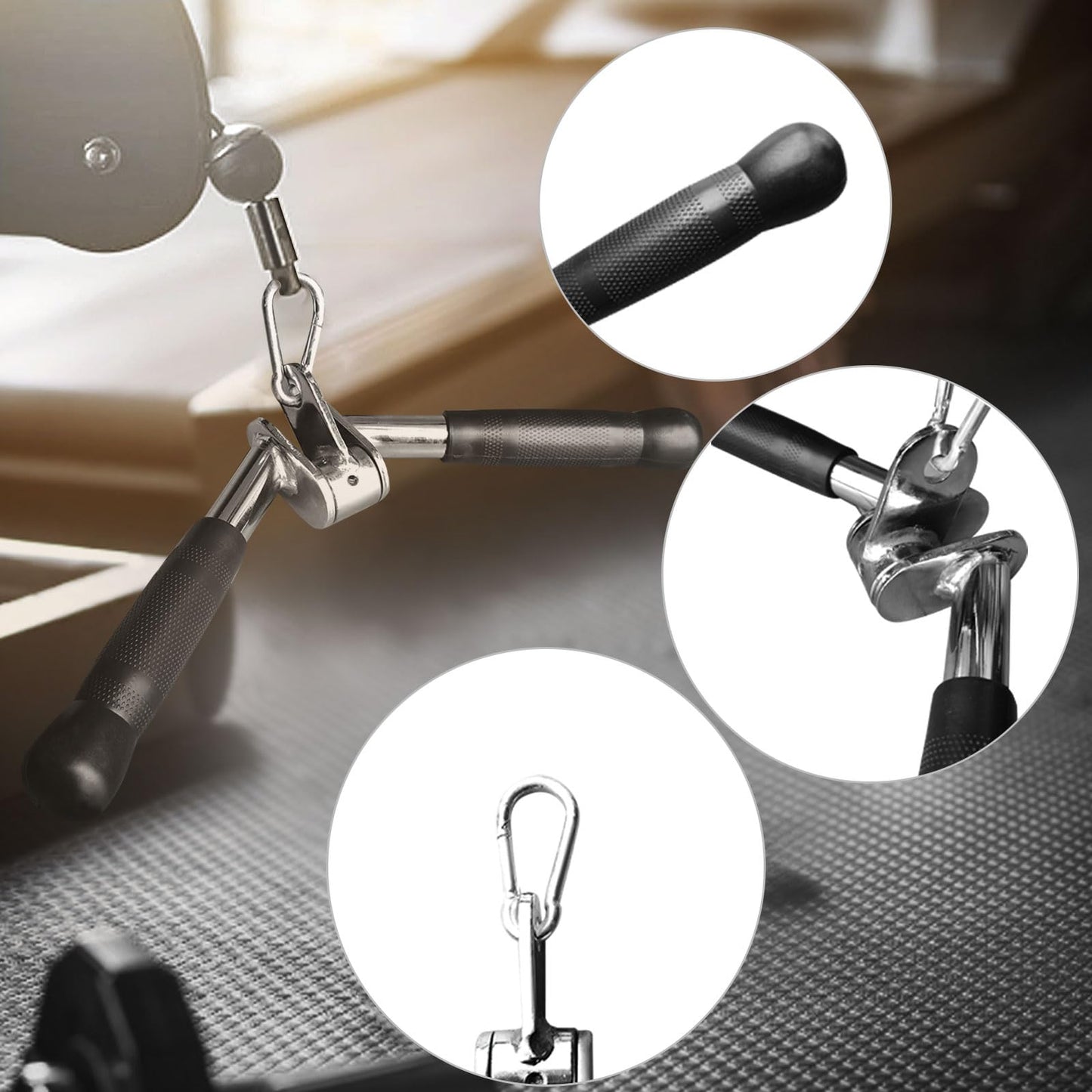 plzzree V-bar Tricep Press Down Bar - Pulley Cable Machine Attachment Rotating Bar for Home Gym Strength Training Handle with Rubber Handgrips - LAT Pull Down Machine LAT Pulldown Attachments