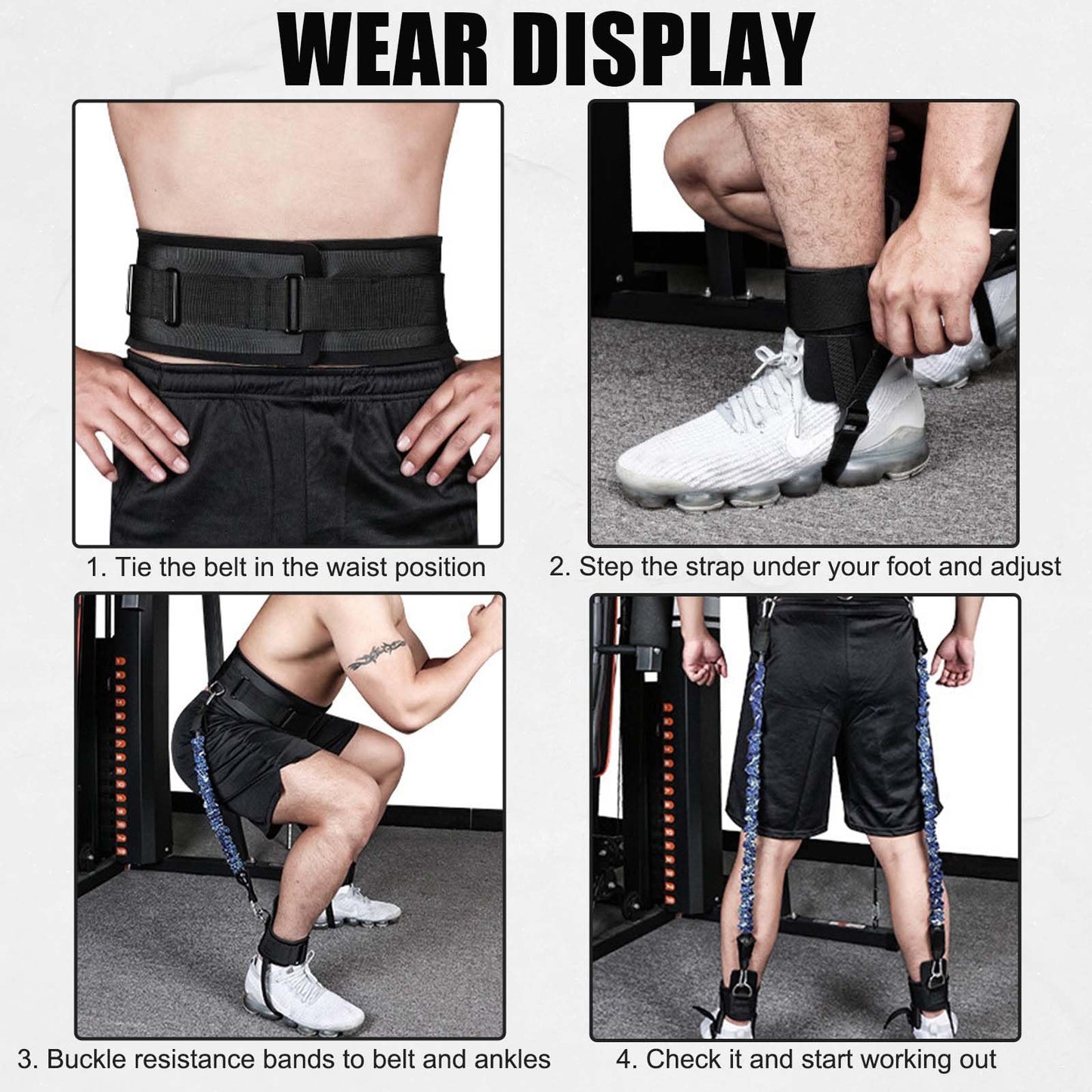 Vertical Jump Trainer with Adjustable Ankle Strap & Belt Horizontal Workout Equipment Leg Resistance Bands for Basketball Football Volleyball Training Equipment