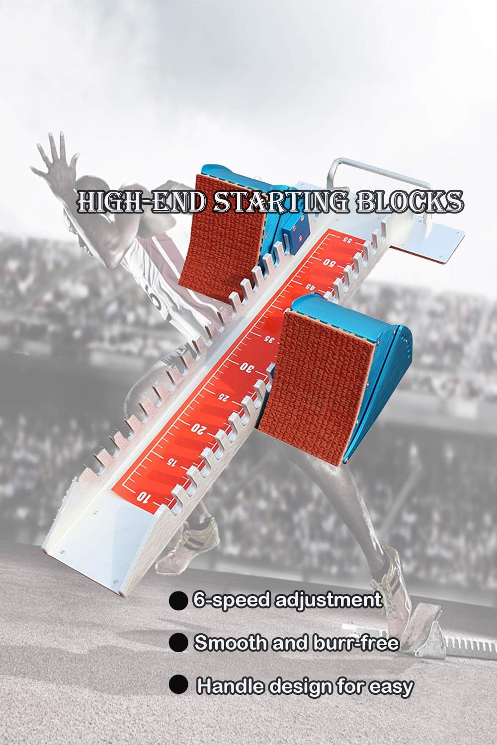 25" Starting Blocks Track and Field Heavy Duty Without the Heavy Start Sprint Pedal 6 Angles adjustablesuitable for Track and Field Sports Aluminum Alloy Starting Blocks