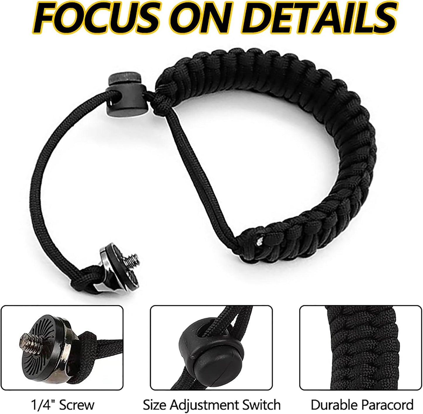 Elsteia 1/4" 360 X3, Camera Wrist Strap Adjustable Paracord Lanyard wrist strap Quick Release with Screw for Insta Ace