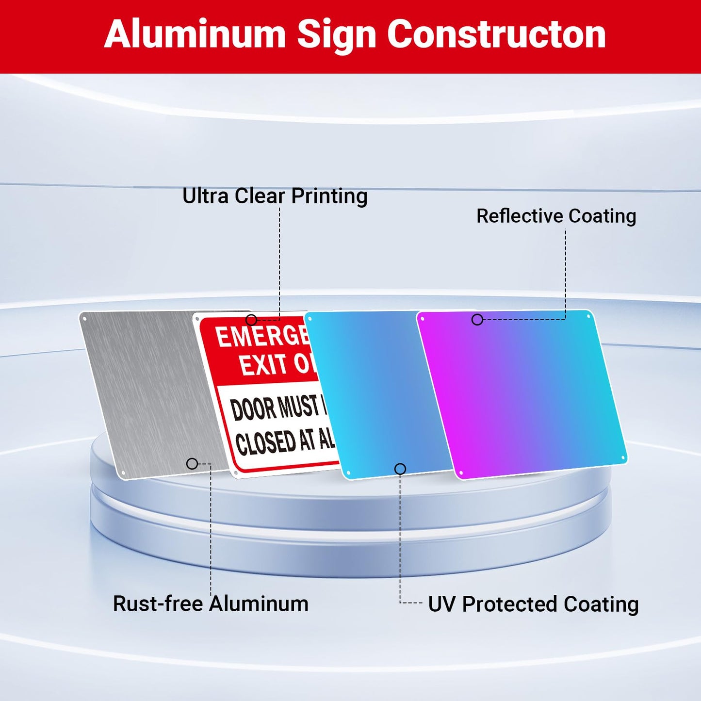 2 Pack Emergency Exit Only - Door Must Remain Closed at All Times Sign, 10"x7" Rust Free Reflective Aluminum, Weather & Fade Resistant, UV Protected, Easy Mounting