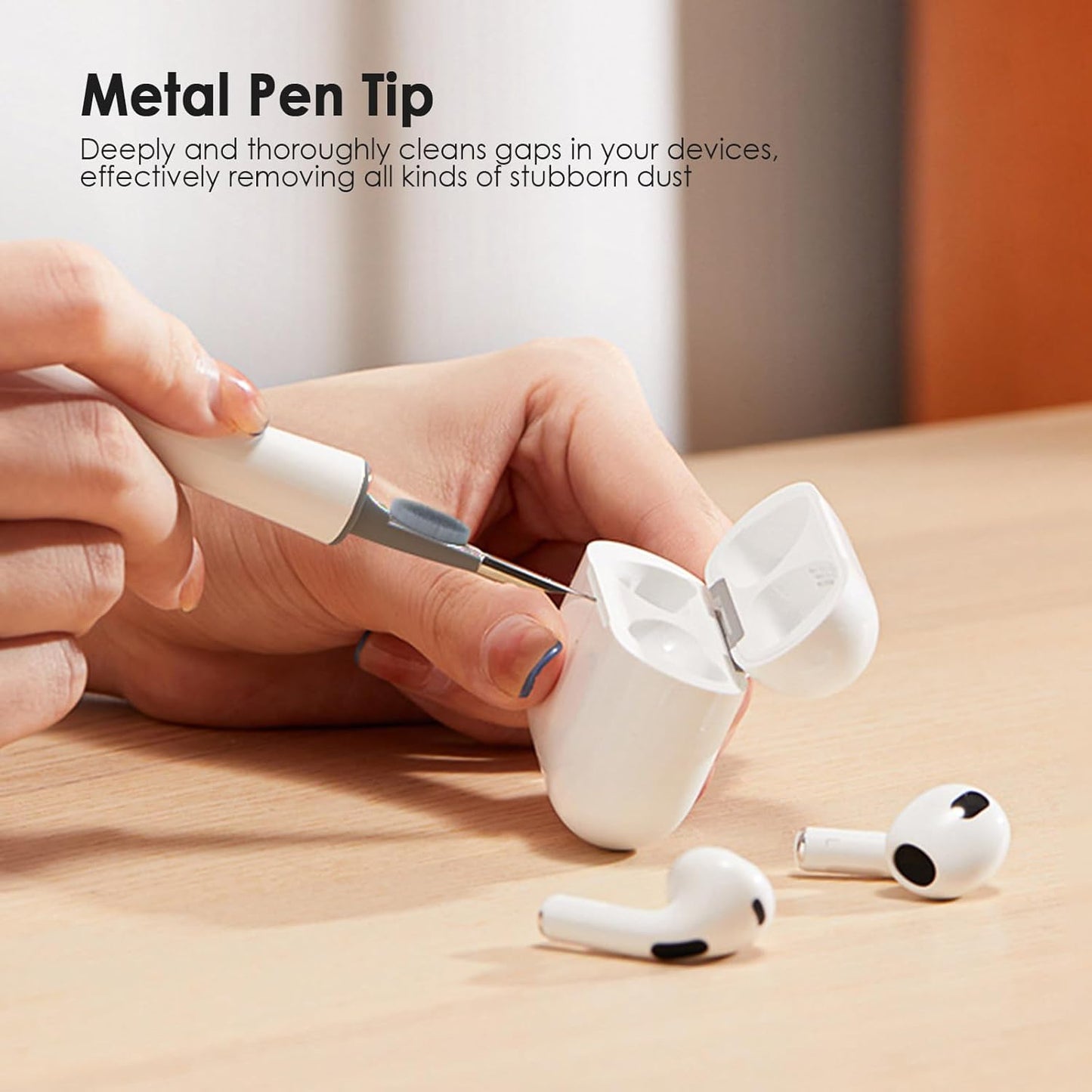 TENOC 1 2 3, Cleaner Kit for Airpods, Multi-Functional Clean Pen with Soft Brush for Airpods Pro Wireless Headphones