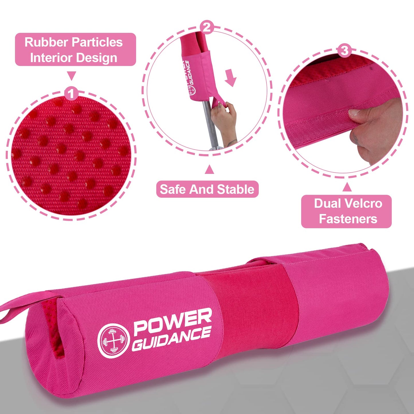 POWER GUIDANCE Barbell Squat Pad - Neck & Shoulder Protective Pad Anti-Skid Points for Squats, Lunges, Hip Thrusts, Weightlifting - Fit Standard and Olympic Bars, Pink