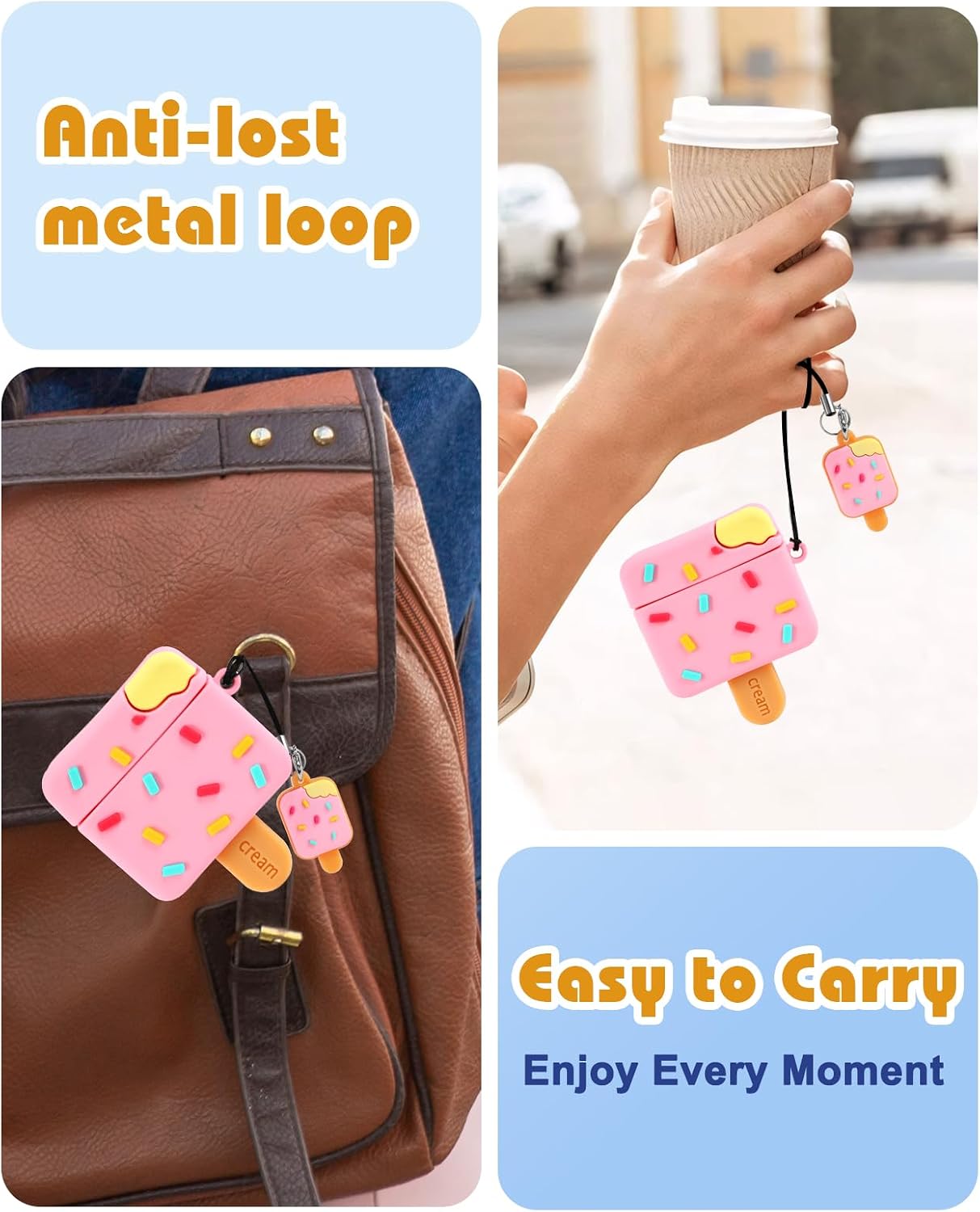 Boaretiu 4th 4th (2024) 3D 4 for Airpods Case - with Keychain and Cleaner Kit for AirPods Generation Case Ice Cream