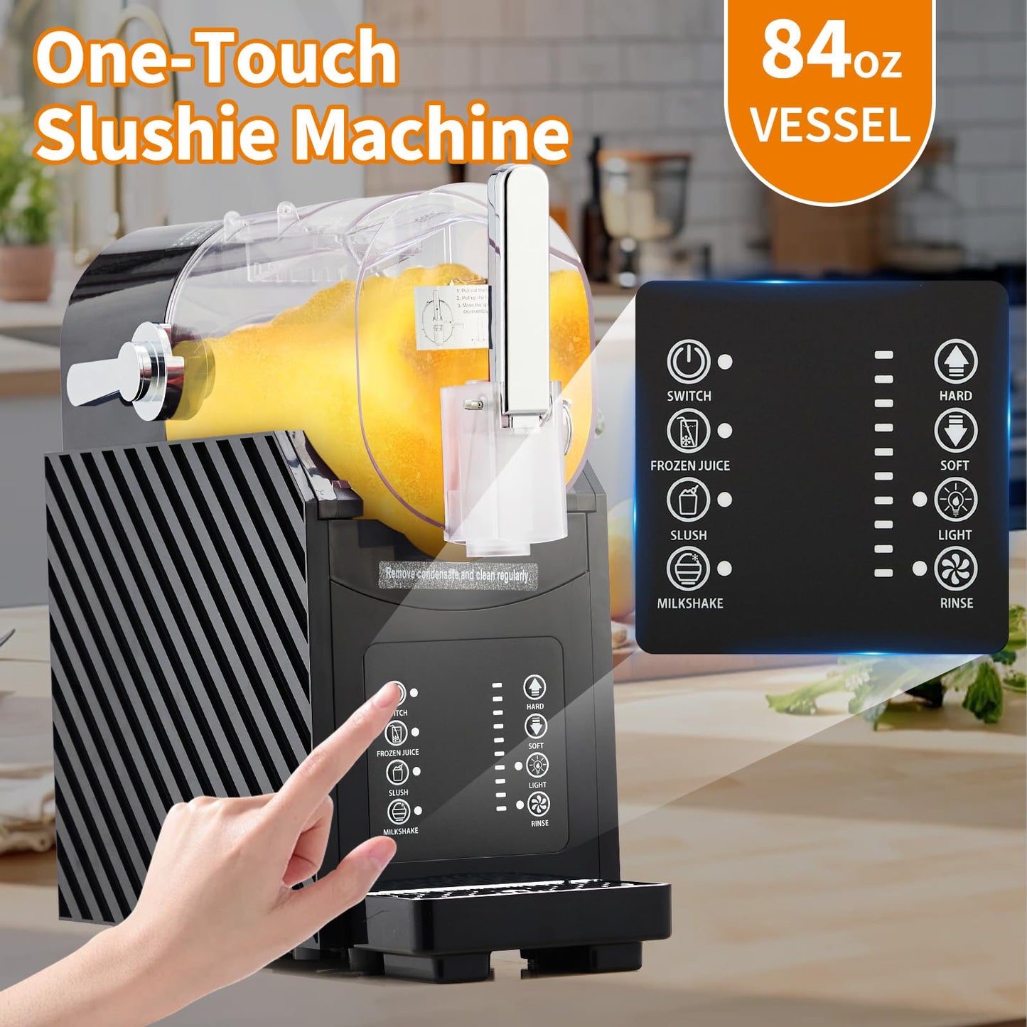 MilleLoom 84oz (2.5L) Slushie Machine with 3 Preset Modes - Frozen Drink Maker for Slush, Milkshake & Frappe, Auto-Clean, LED Display, One-Touch Dispensing for Home & Party Use