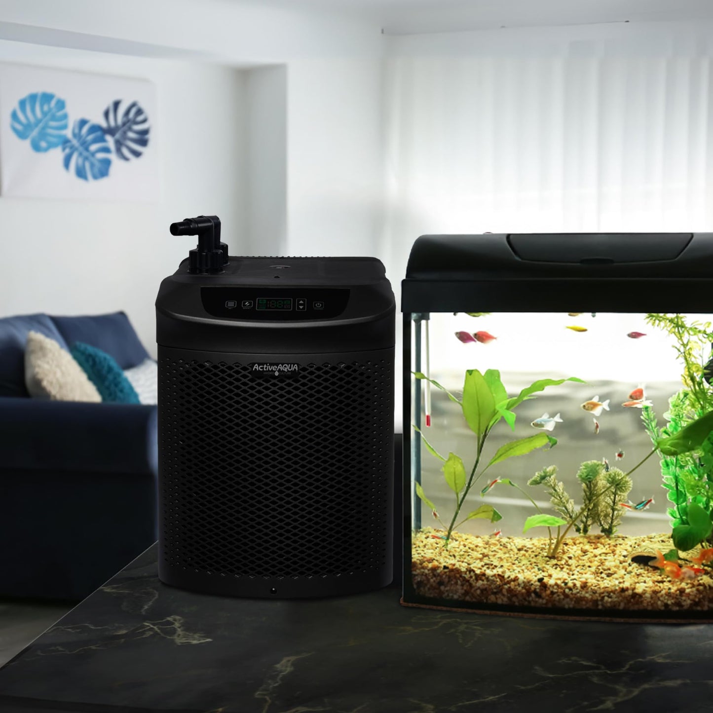 Active Aqua Hydroponic Water Chiller for Aquaponics, Plunge Baths and Aquariums, 0.25 HP - Portable Cooling System with Boost Function for 40-92 Gallon Reservoirs, Pure Titanium Evaporator Cooler