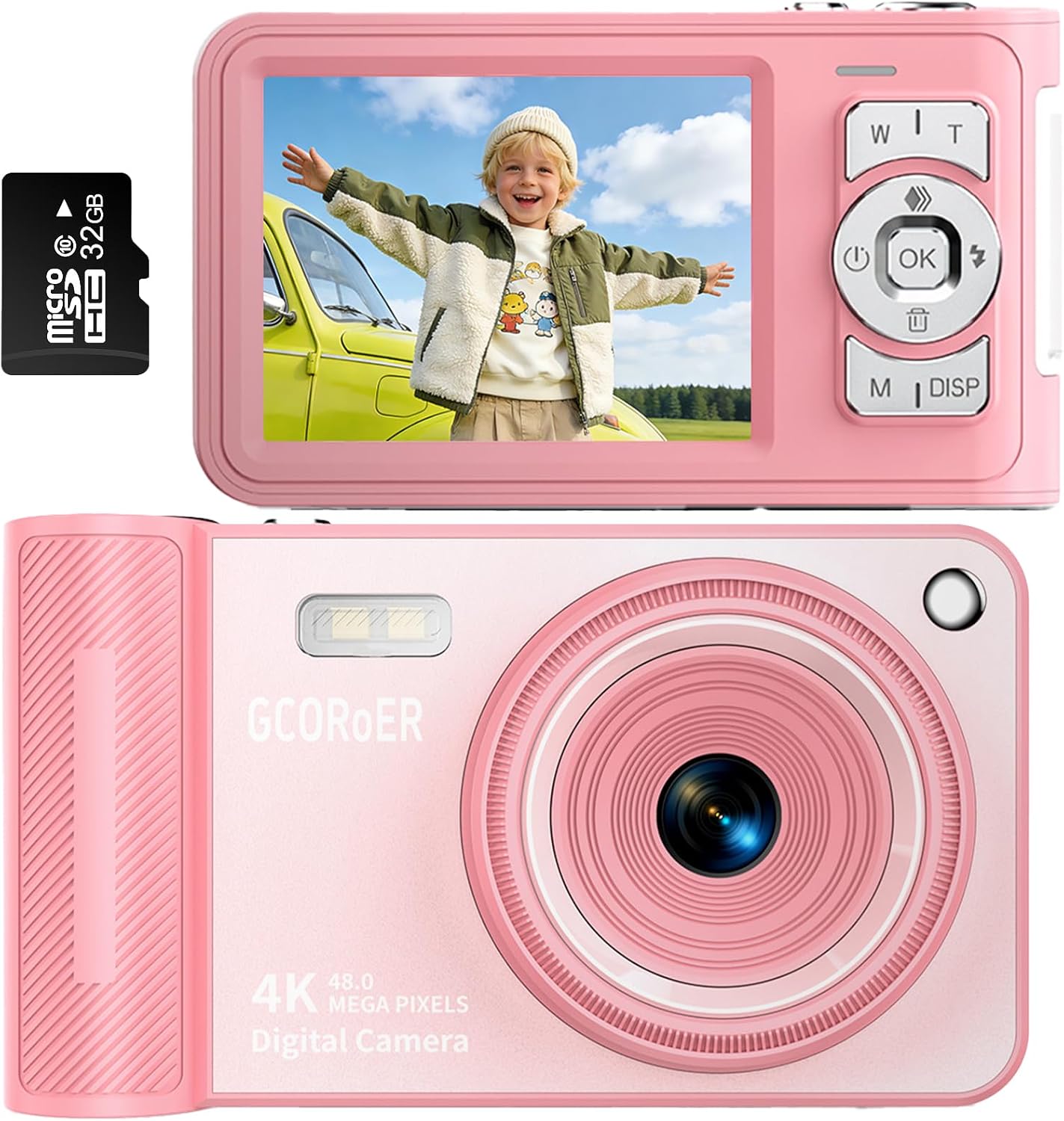 GCORDER 3-18, 50MP 1080P 16X 3-12, 13-18 Digital Camera,Pink Digital Camera for Kids Teens FHD Compact Camera with GB