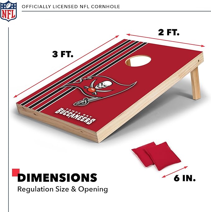 NFL 2' x 3' Solid Wood Cornhole Set with Direct Print HD Team Graphics – Great Gift for Any Football Fan! Bean Bag Toss Family Outdoor Games