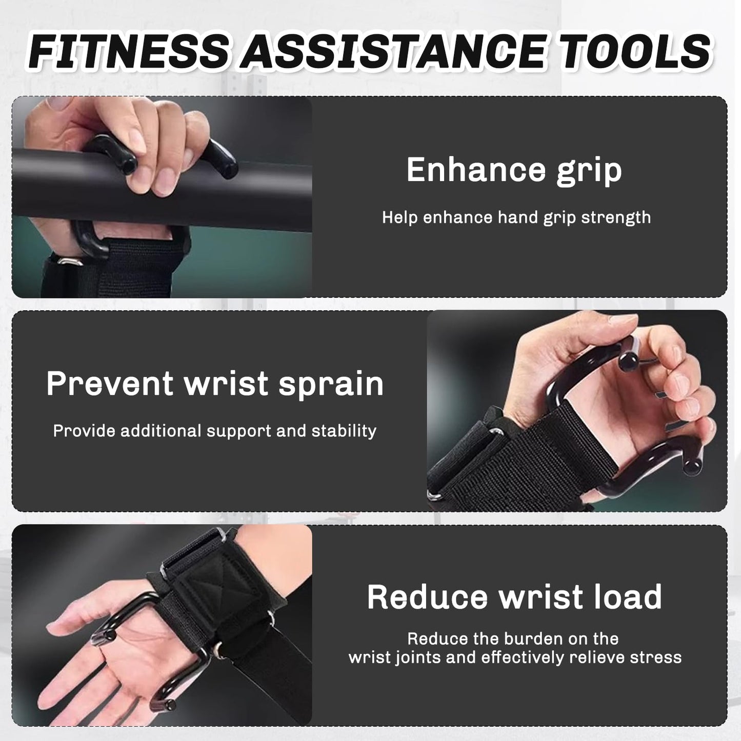 YEYINGZHUO Weight Lifting Hooks, 1 Pair Lifting Hooks for Weight Lifting, 330 LB Heavy Duty Gym Lifting Wrist Strap Hook for Deadlifts, Pull-Ups, Strength Training 0.4inch Grip Weightlifting Hooks for Teen