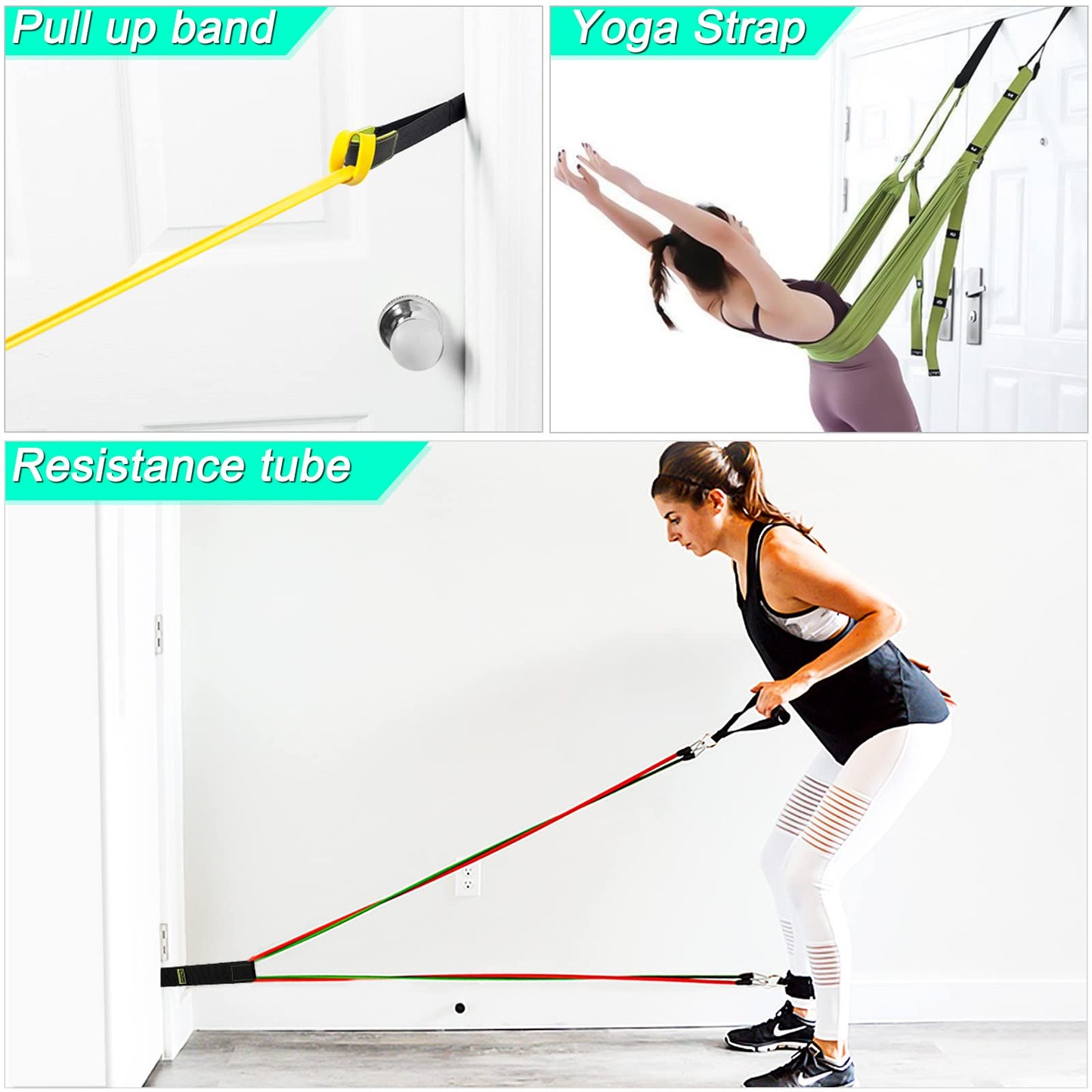 Manificent Door Anchor for Resistance Bands, Heavy Duty Padded Door Anchor System Door Hook, Must-Have Workout Exercise Bands Attachment Compatible for Loop Bands, Resistance Tube