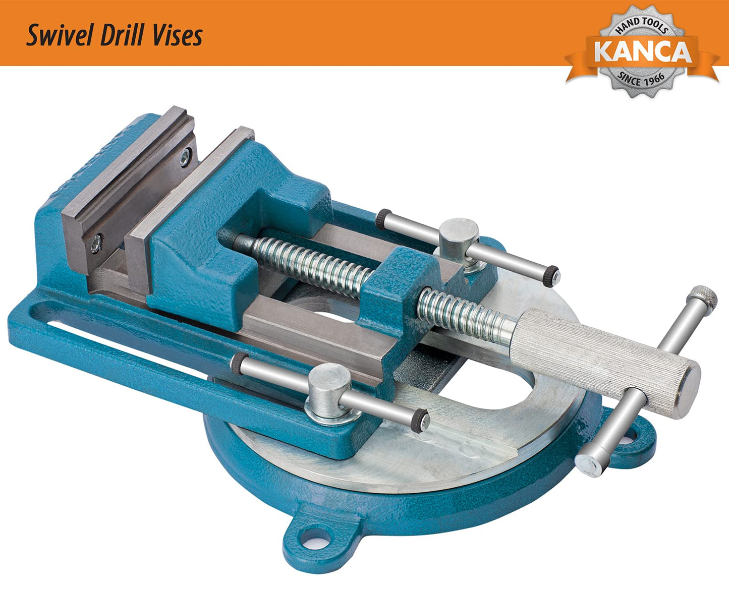 KANCA- SDRL-100, Swivel Drill Press Vise With 360° Swivel Base, 4 INCH,Preferred by Craftsman and Machinist for Drilling,Reaming Tapping Operations, Home Improvement,Woodworking, Blue Colour