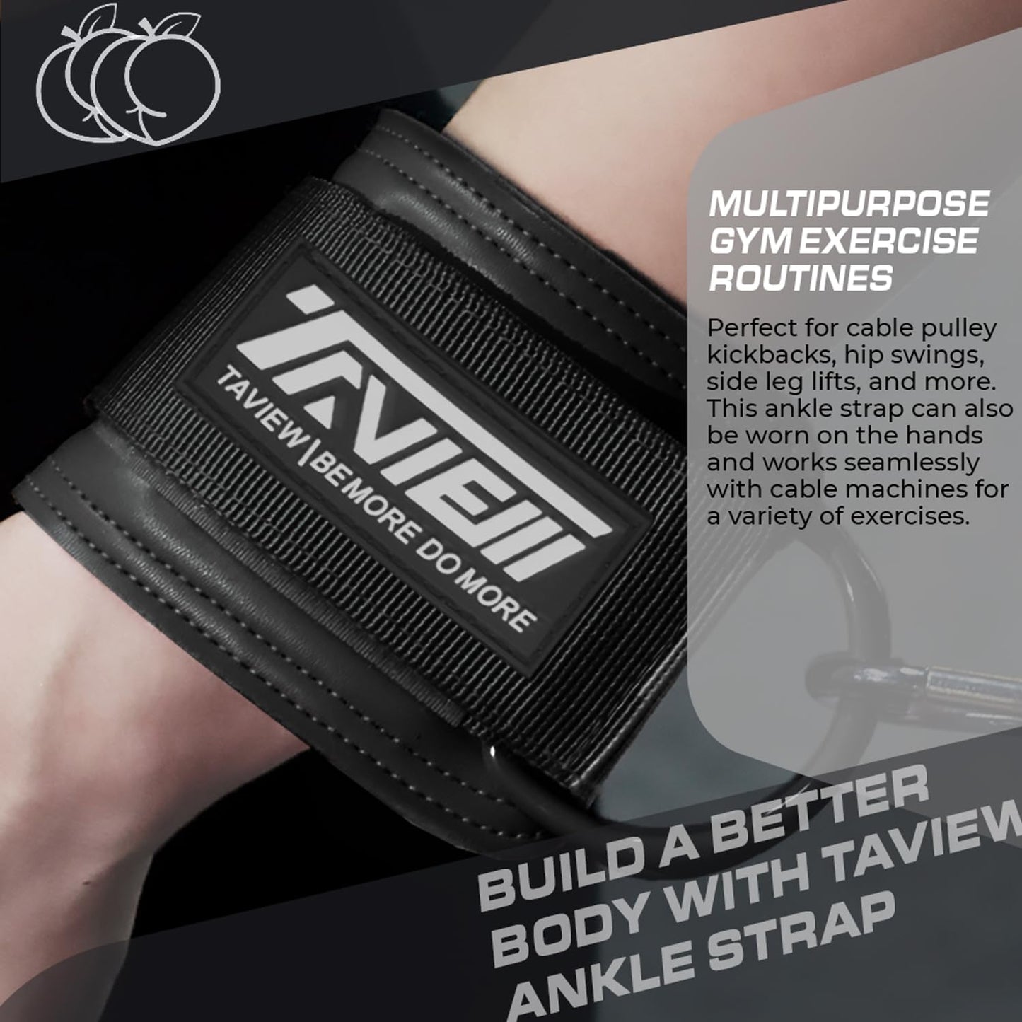 TAVIEW Ankle Straps Cable Machine Attachment for Gym - Cable Kickback Ankle Straps - Padded Ankle Cuffs for Glute Kickbacks and Leg Workouts
