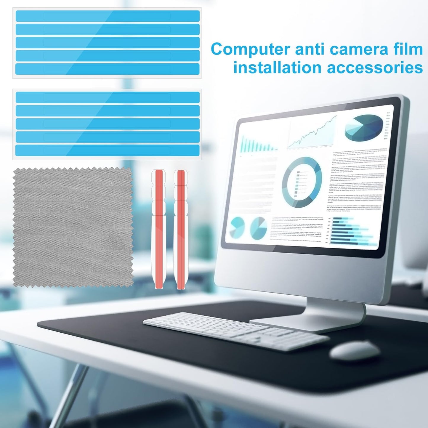 SAVITA 12pcs 2pcs Privacy Screen Adhesive Strips and Plastic Slide Mount Tabs for Computer Monitors with Microfiber