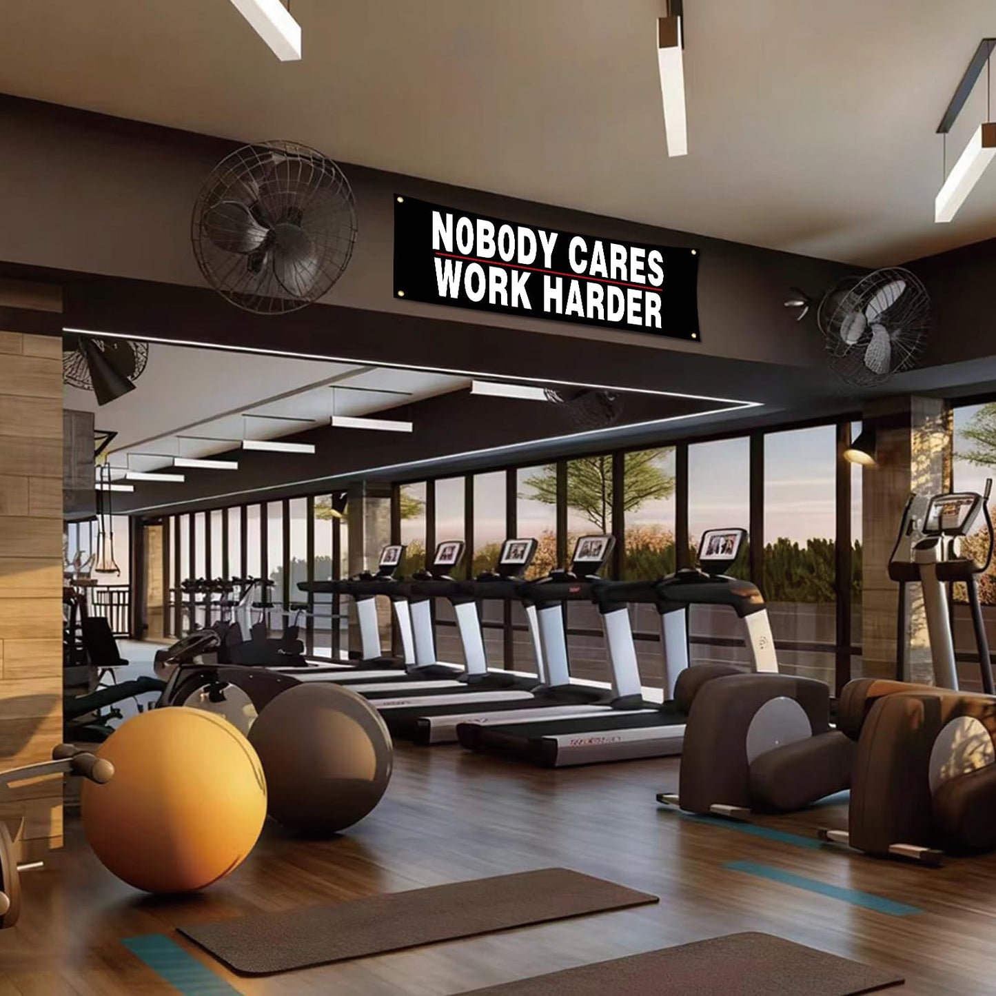 Lyeedoom NOBODY CARES|WORK HARDER Motivational Gym Banner - Fitness Wall Art for Home Gym, Office & Dorm - Exercise Encouragement Tapestry with Inspirational Quotes for Men & Women