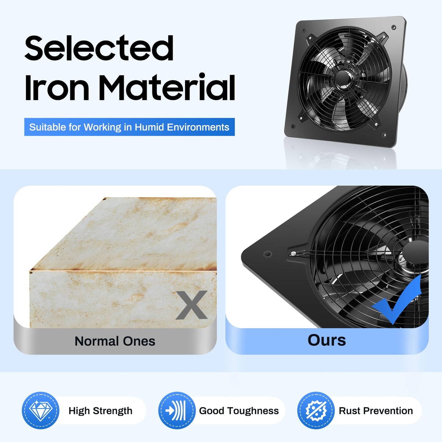Fufiea 750W Wall Mount Exhaust Fan – 8000 CFM Pure Copper Motor Ventilator – with Backdraft Damper – 18.9inch – for Bathroom, Kitchen, Basement, Workshop