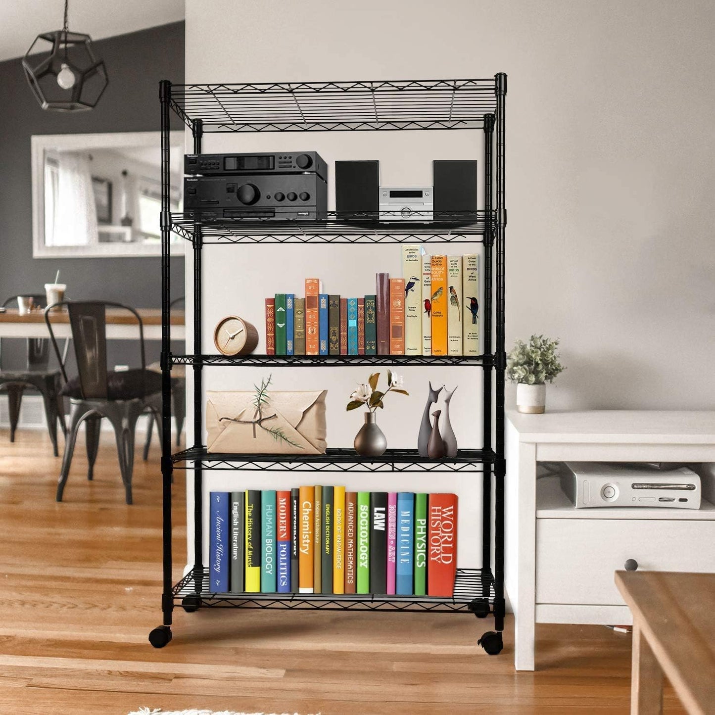 Simple Deluxe Heavy Duty 5-Shelf Storage Unit - 1250lbs Capacity | 29.92" D x 13.98" W x 61.09" H, Black