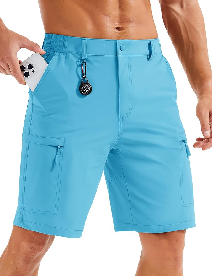 MAGCOMSEN Men's Hiking Cargo Shorts Quick Dry Lightweight 9" Golf Shorts Summer Casual Work Outdoor with 5 Zipper Pockets