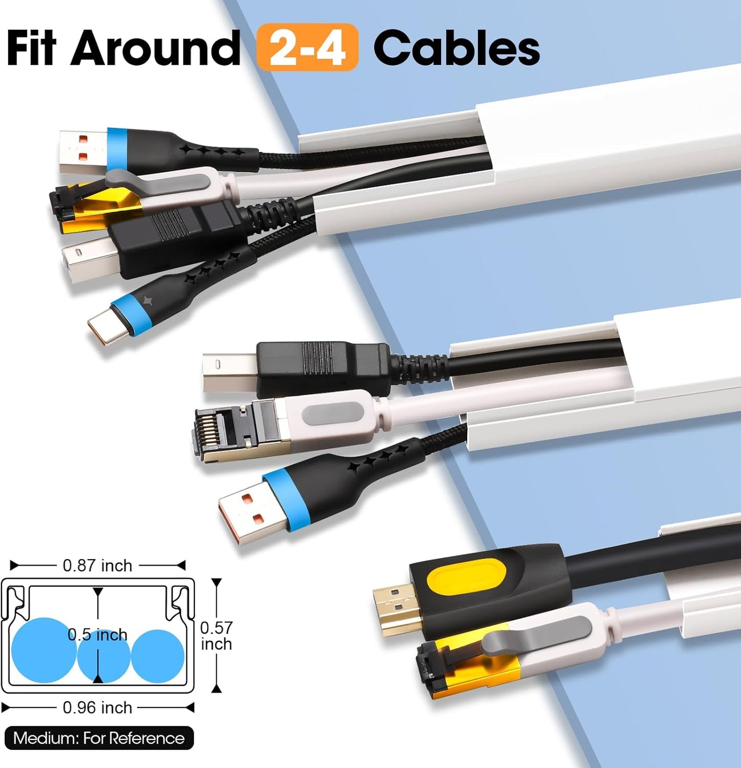 YesBes 500in 32X L15.75 W0.96in H0.57in, Cord Hider Kit, Cord Covers for Wires on Wall, Paintable Cable Raceway, Cord