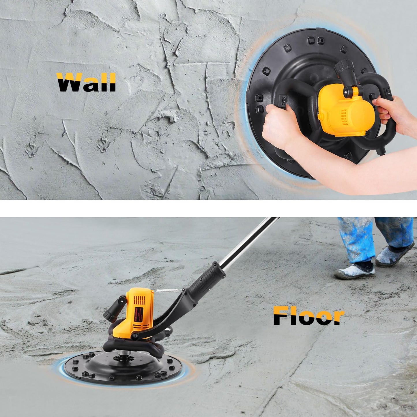 "Meticuloso Concrete Trowel with Extension Rod, Concrete Mixer, Wall Smoothing Polishing Machine and Bull Float, 48''x12'' Concrete Float, Stainless Steel Concrete Bull Float Kit"