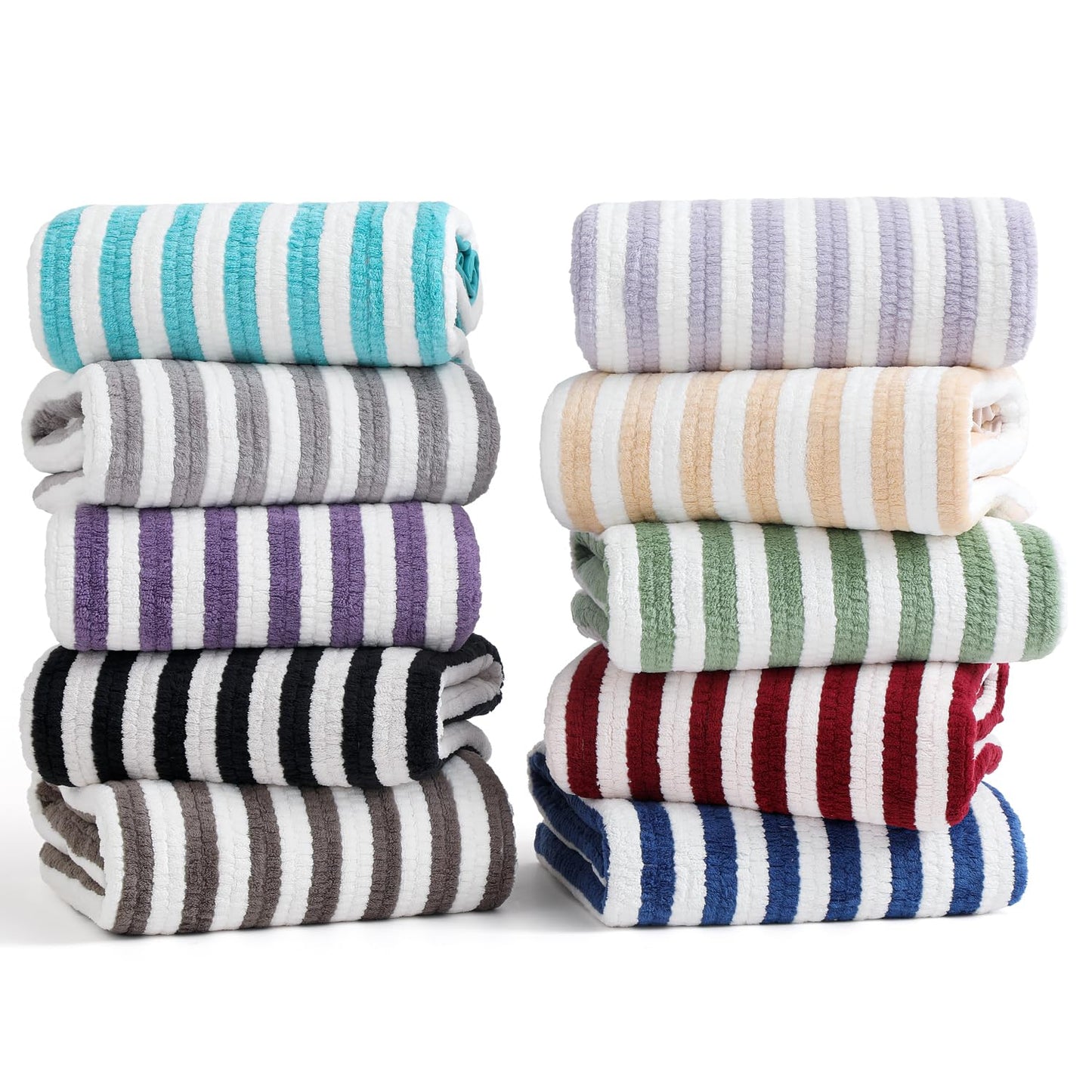 Smuge 18 Pcs Bath Towel Set, Include 6 Bath Towel Sheets, 6 Hand Towels and 6 Washcloths - Highly Absorbent Quick Dry Microfiber,Ultra Soft Bathroom Towel Set with Hanging Loop - Light Gray