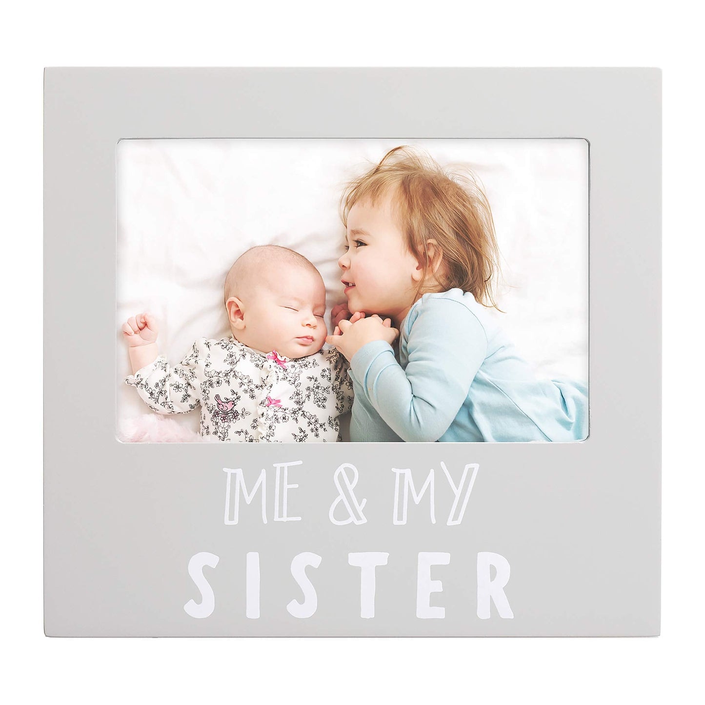 Pearhead Me & My Sister Picture Frame, Big Sister Keepsake Frame for Baby and Sibling, 4x6 Nursery Photo Frame Gift, Gray