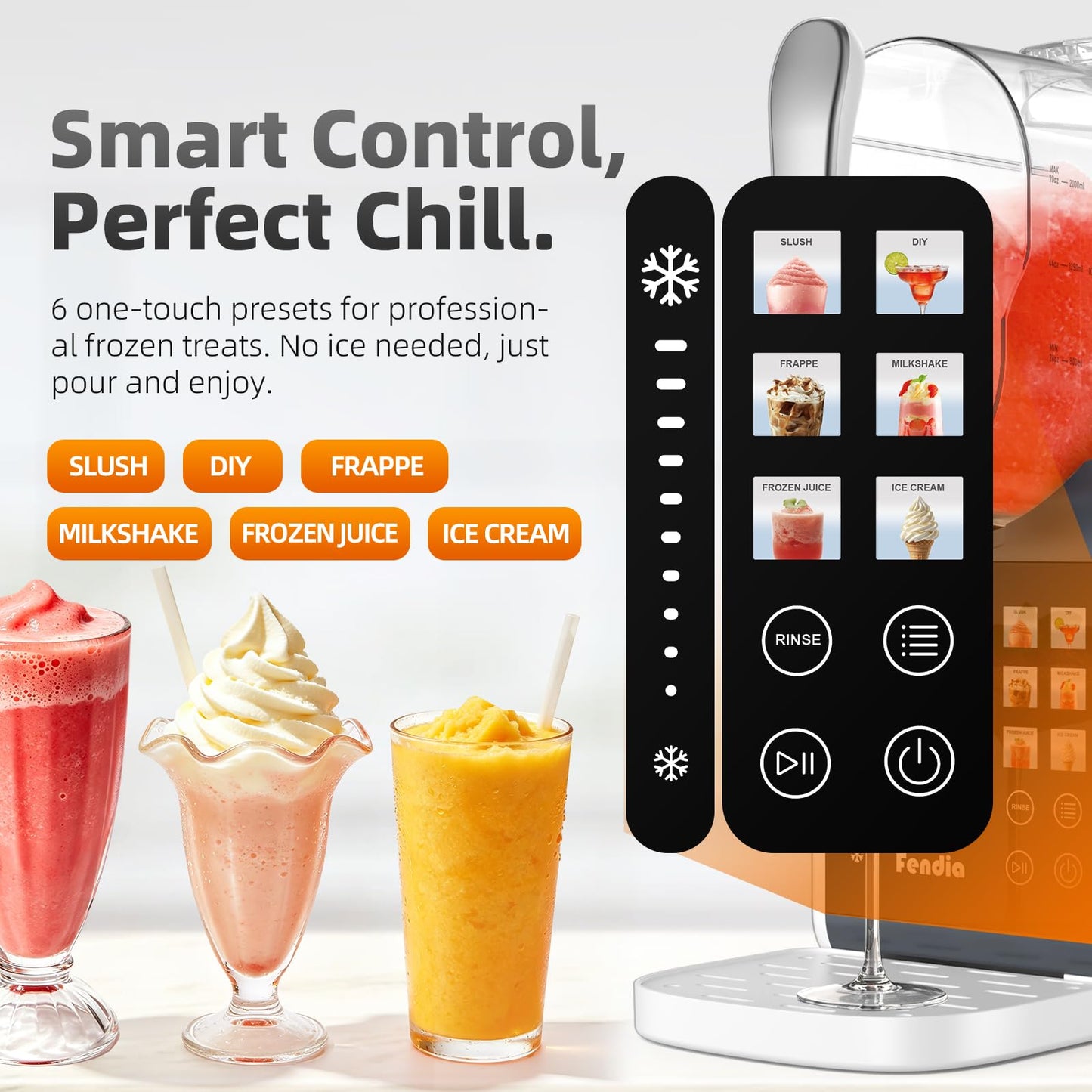 Max 95oz Slushie Machine with 6 Smart Presets, No Ice Needed Frozen Drink Maker for Home, Quick 30-Min Freeze for Slush, Margaritas, Smoothies, Ice Cream & More, Large Capacity Party Slushy Maker
