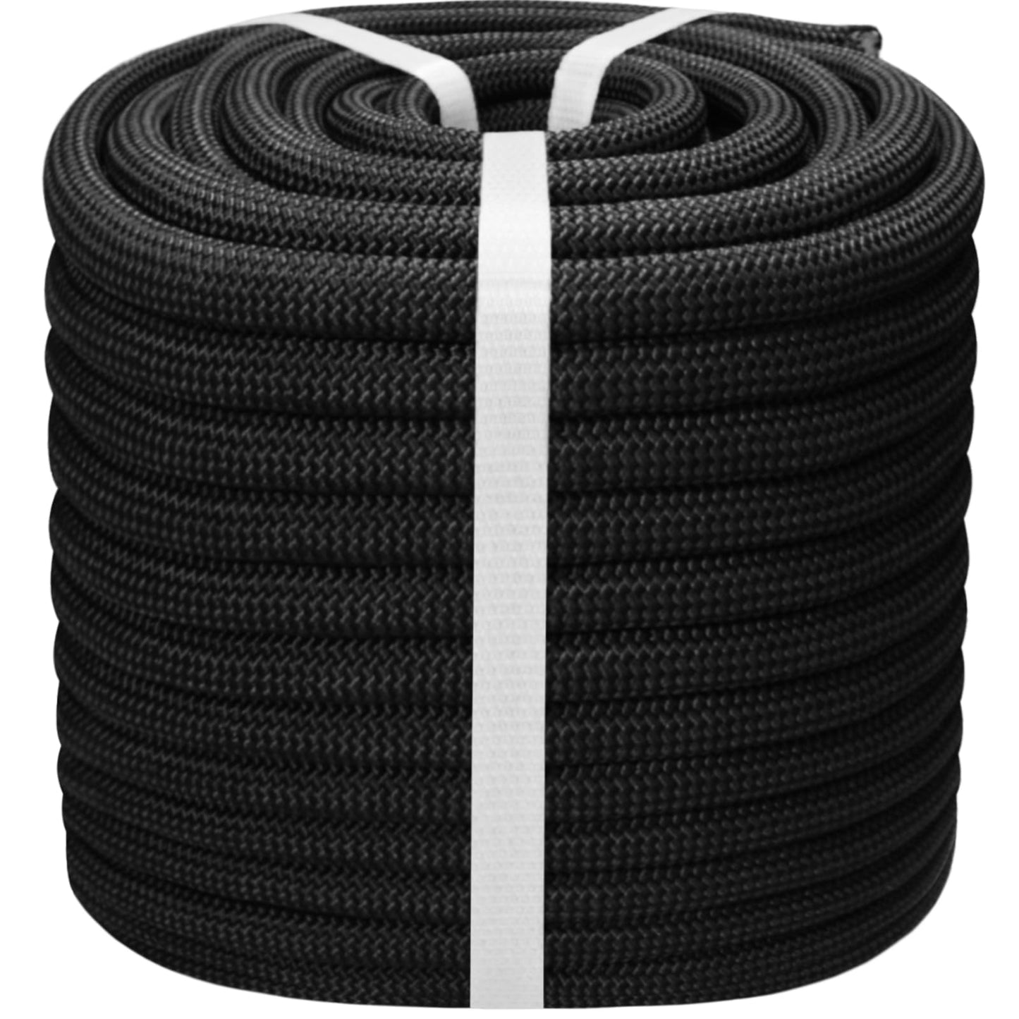 1/2 Inch Arborist Tree Pulling Rope - 100 Feet Tree Swing Rope for Rigging, Outdoor Use - High Strength Double Braided Polyester 48 Strands - Black