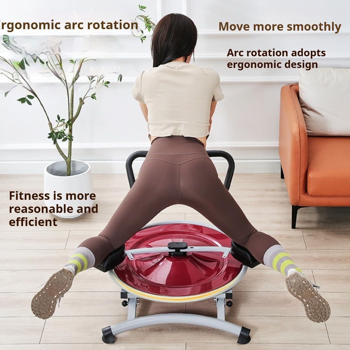 Ocdin Ab Circle Pro Abdominal Trainer, Core Workout Fitness Equipment with Rotatable Kneeling Pad for Home Gym, Waist, Glutes & Legs Exercise (Red)