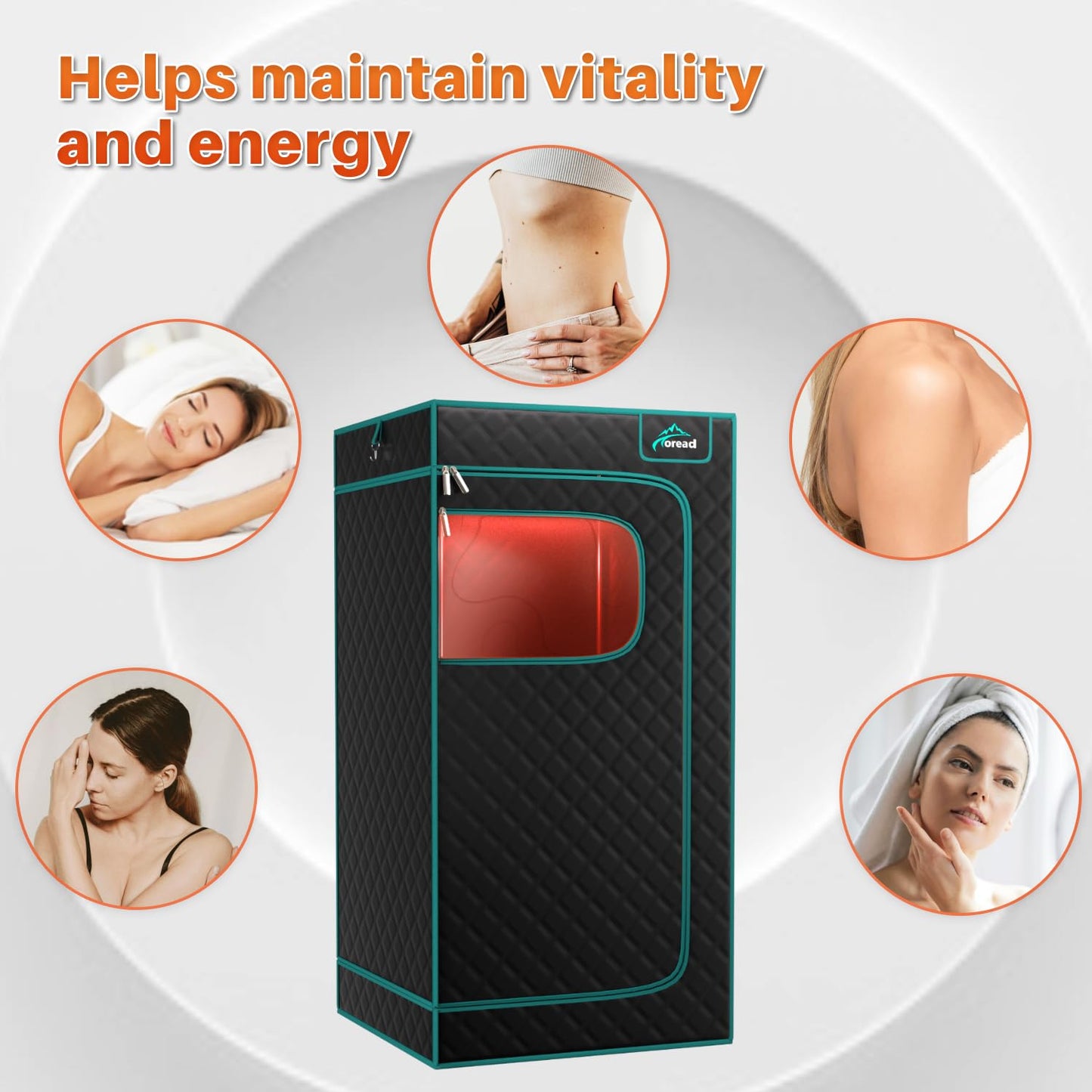 TOREAD Red Light Infrared Sauna with Red Light Therapy for Home,Portable Red Light Steam Sauna with 3L 1200W Steamer, Adjustable Temperature, Timer Setting, Remote Control, 35.4 * 35.4 * 70.9"