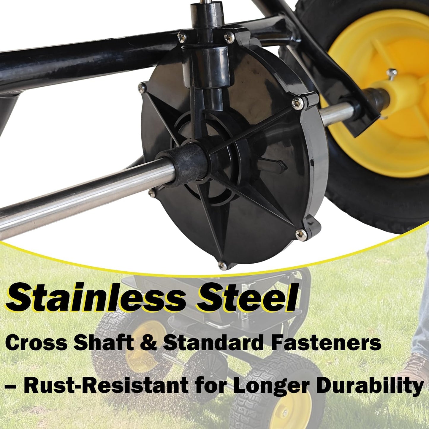 EAGWON Fertilizer Spreader, Walk-Behind Push Broadcast Spreader - All Season, 100lb Capacity, 13in All-Terrain Pneumatic Tires, Grate/Cover/Enclosed Gearbox, for Seed/Fertilizer/Salt/Snow Melt