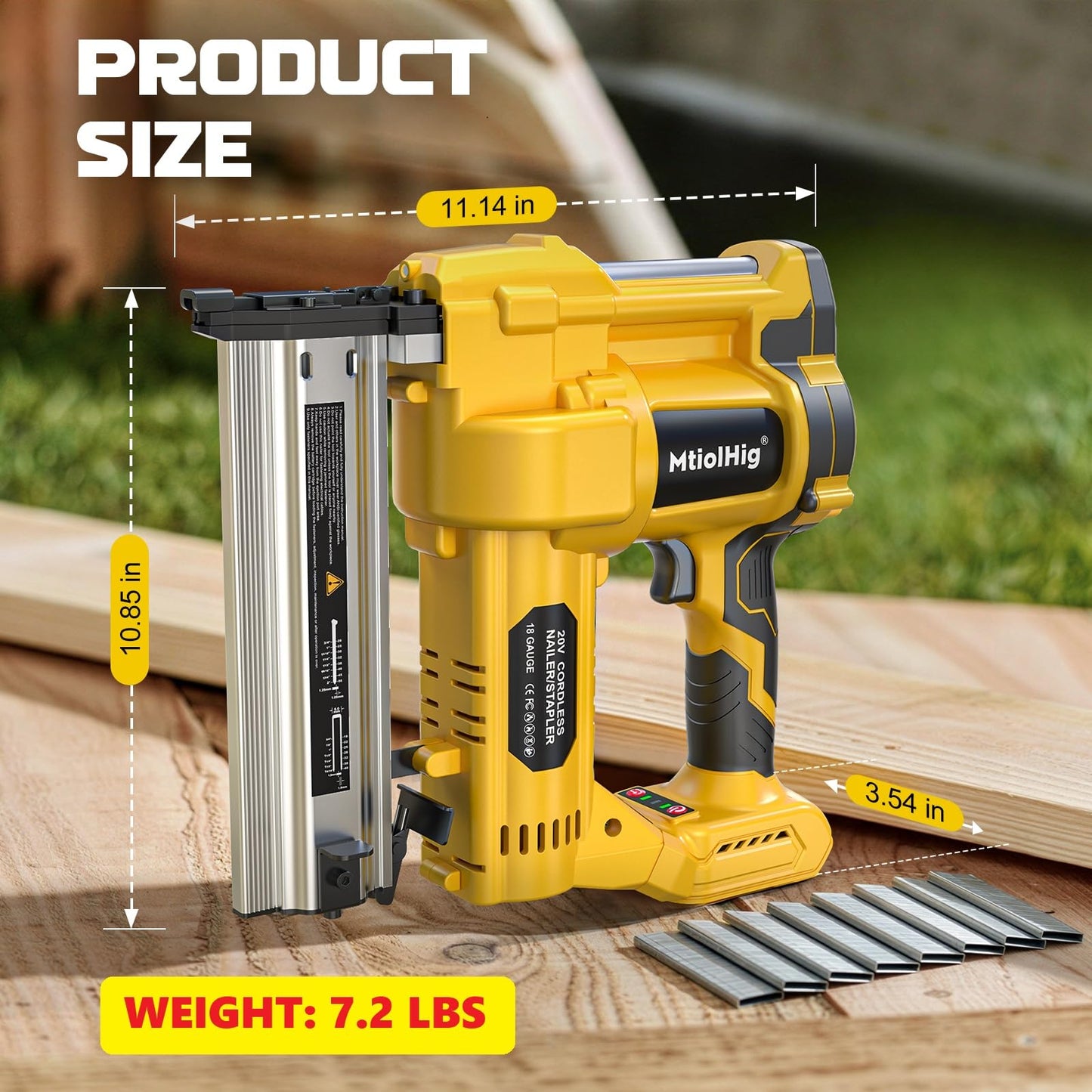 MtiolHig Cordless 2Inch Brad Nailer Compatible with Dewalt 20V Battery, 2-in-1 Staple Gun, 18 Gauge Nail Gun Battery Powered with 1000 Nails for Wood Carpentry, 7.2LB (Tool only) 2026 New Version