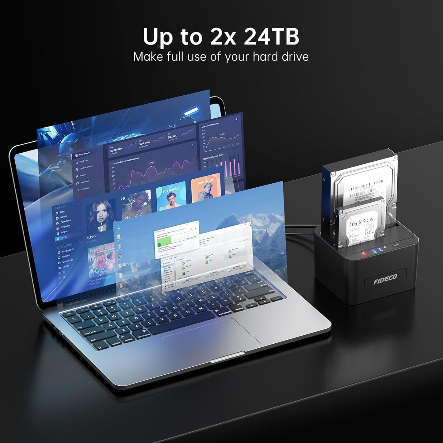 FIDECO 2.5 3.5 inch 3.0 External Hard Drive Docking Station, Hard Drive Dock for and SATA HDD SSD, HDD Docking Station