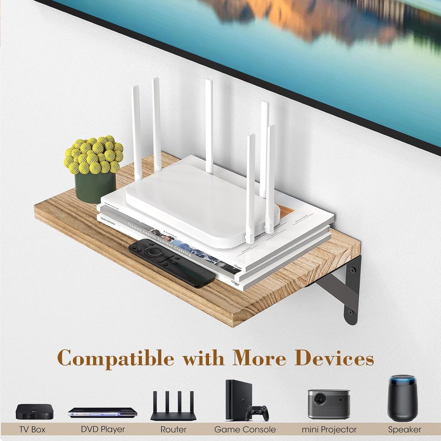 Shelf,15.7" 9.8" 2pcs DAWASAPAT Projector Shelf, Projector Wall Mount Floating x Deep Shelves with Large Storage