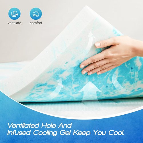 Mattress Topper King - 2 Inch Cooling Gel Memory Foam for Back Pain Relief | CertiPUR-US Certified