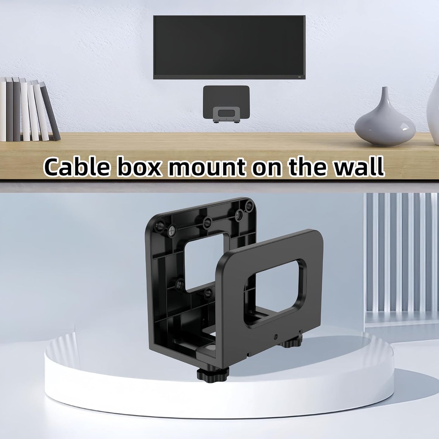 RUDDLIN Cable Box Mount, Adjustable Wall Mount Holder Fits Small and Narrow Devices, WiFi Router, Modem, Cable Boxes