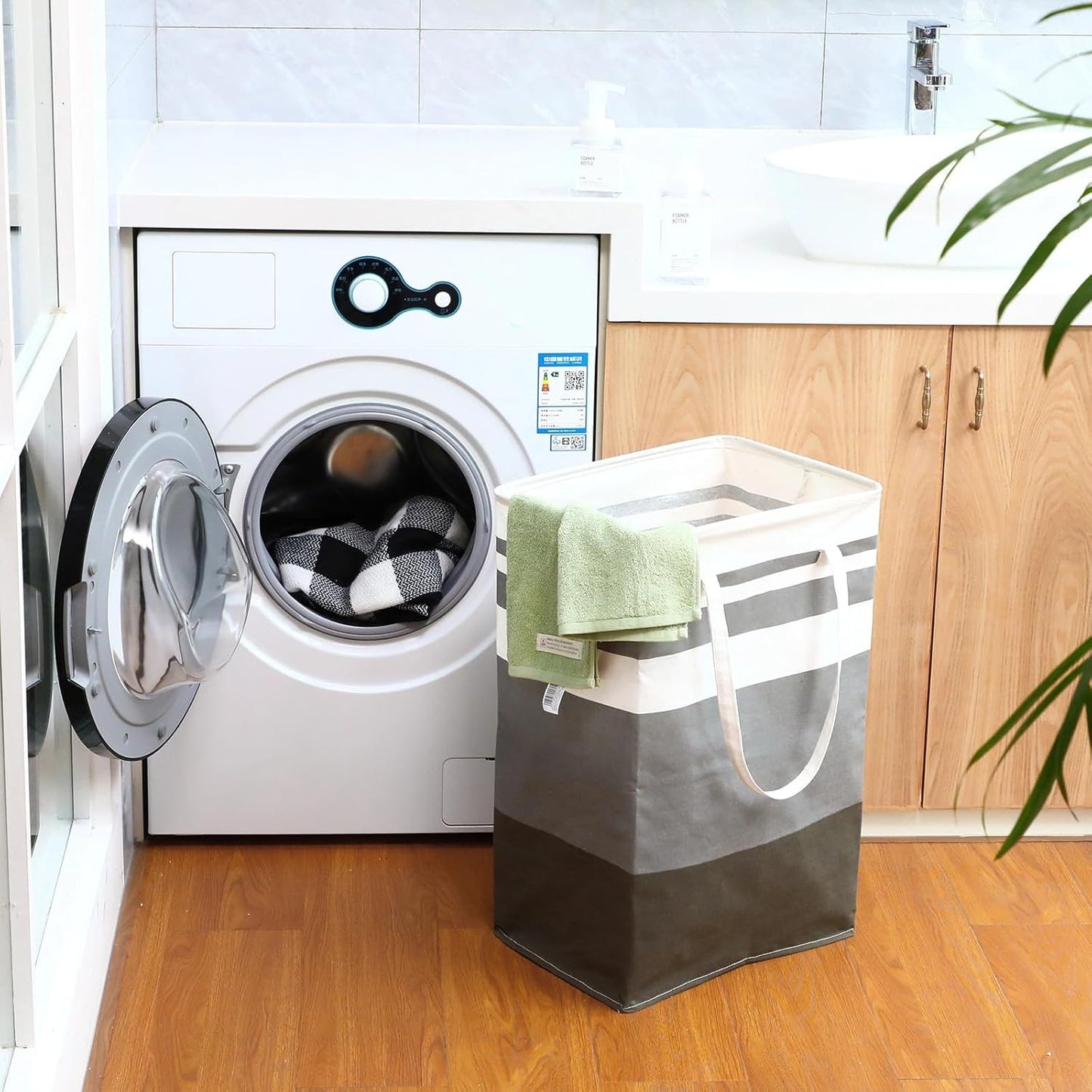 Skiennix 75L Large Laundry Basket - Waterproof & Collapsible Hamper with Extended Handles | Ideal for Bedroom, Bathroom & Dorm